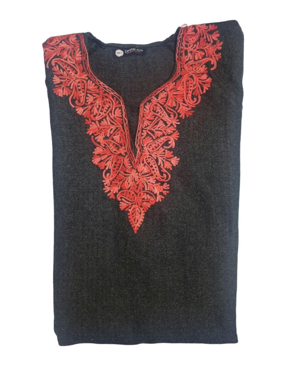 Women Yak Wool Faran | XL Dark Grey | V Neck - ZANSKAR ARTS