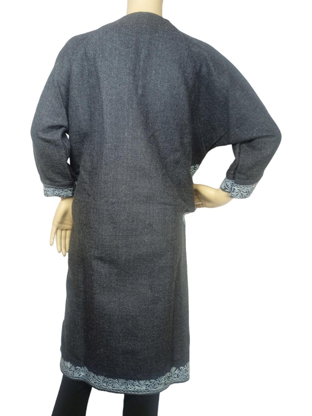 Kids Yak Wool Faran (Pheran) | S Dark Grey | V Neck - ZANSKAR ARTS