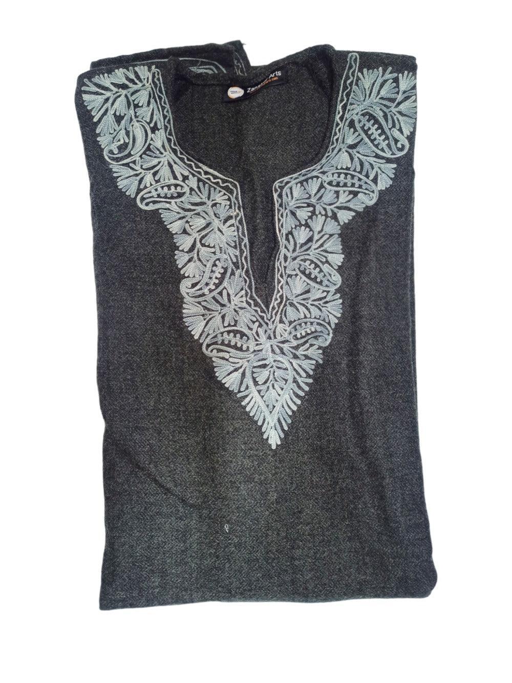 Kids Yak Wool Faran (Pheran) | S Dark Grey | V Neck - ZANSKAR ARTS