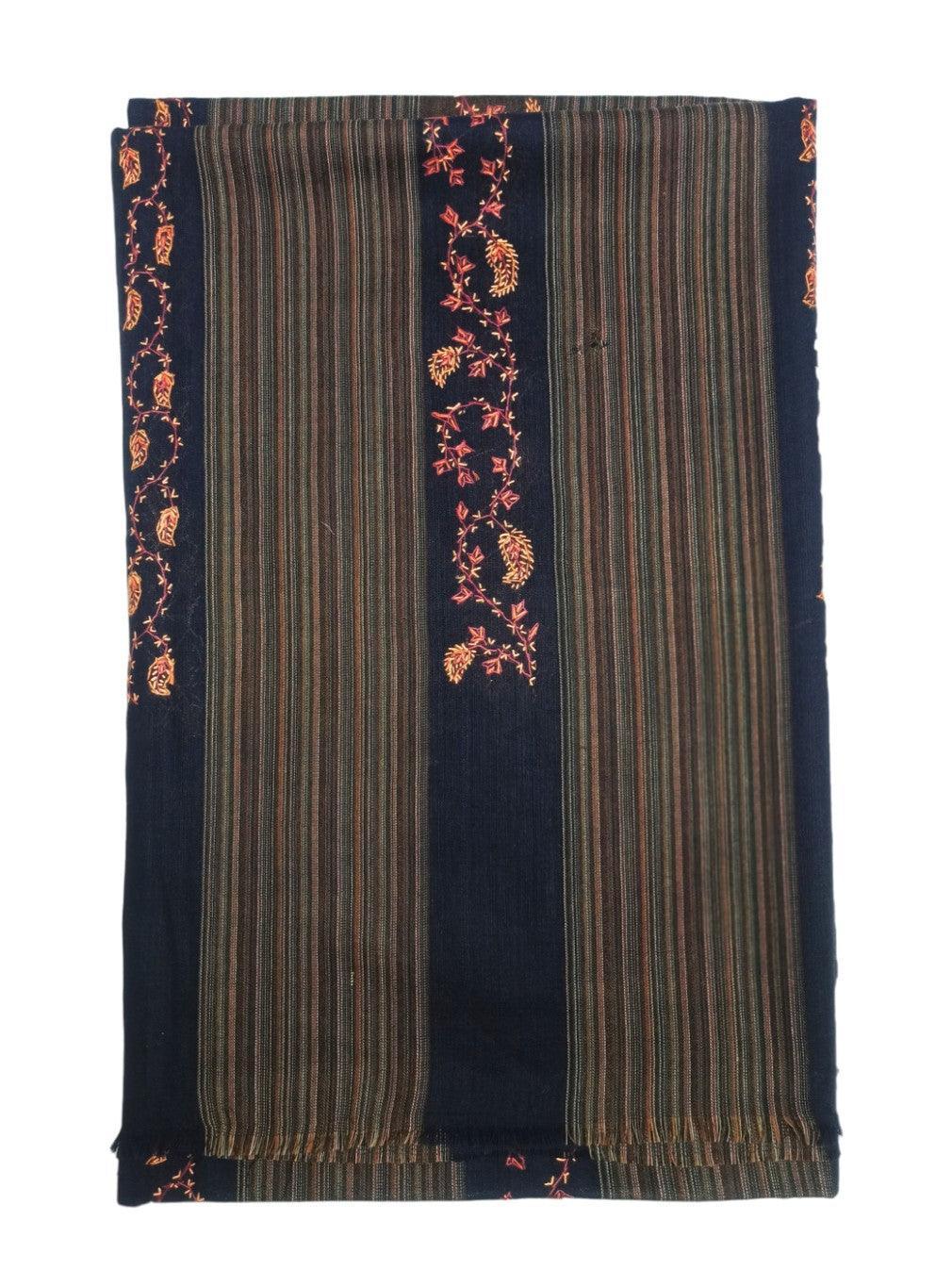 Needle Work Shawl | Woolen Shawl | Black - ZANSKAR ARTS