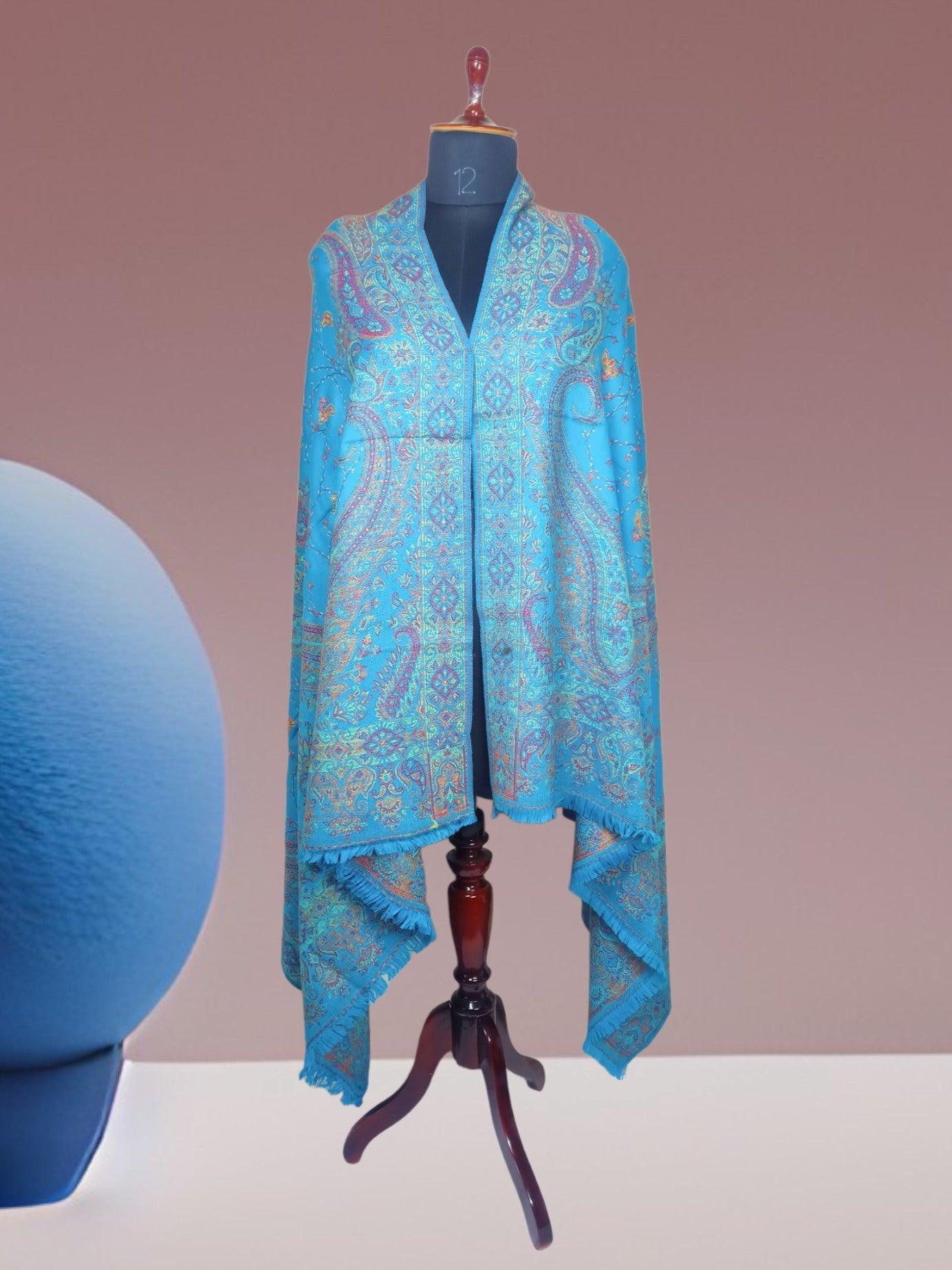Needle Work Shawl | Woolen Shawl | Multicolor - ZANSKAR ARTS