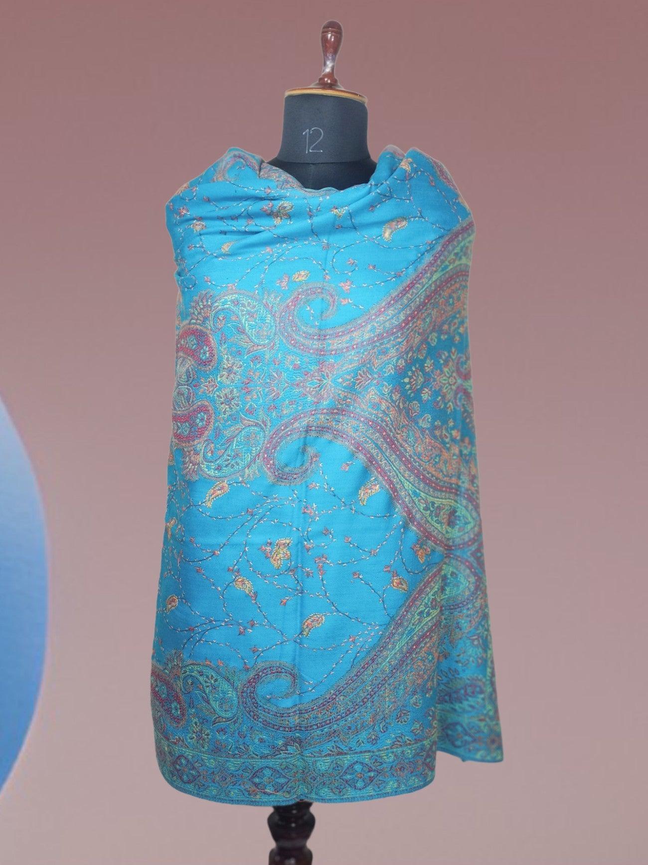 Needle Work Shawl | Woolen Shawl | Multicolor - ZANSKAR ARTS