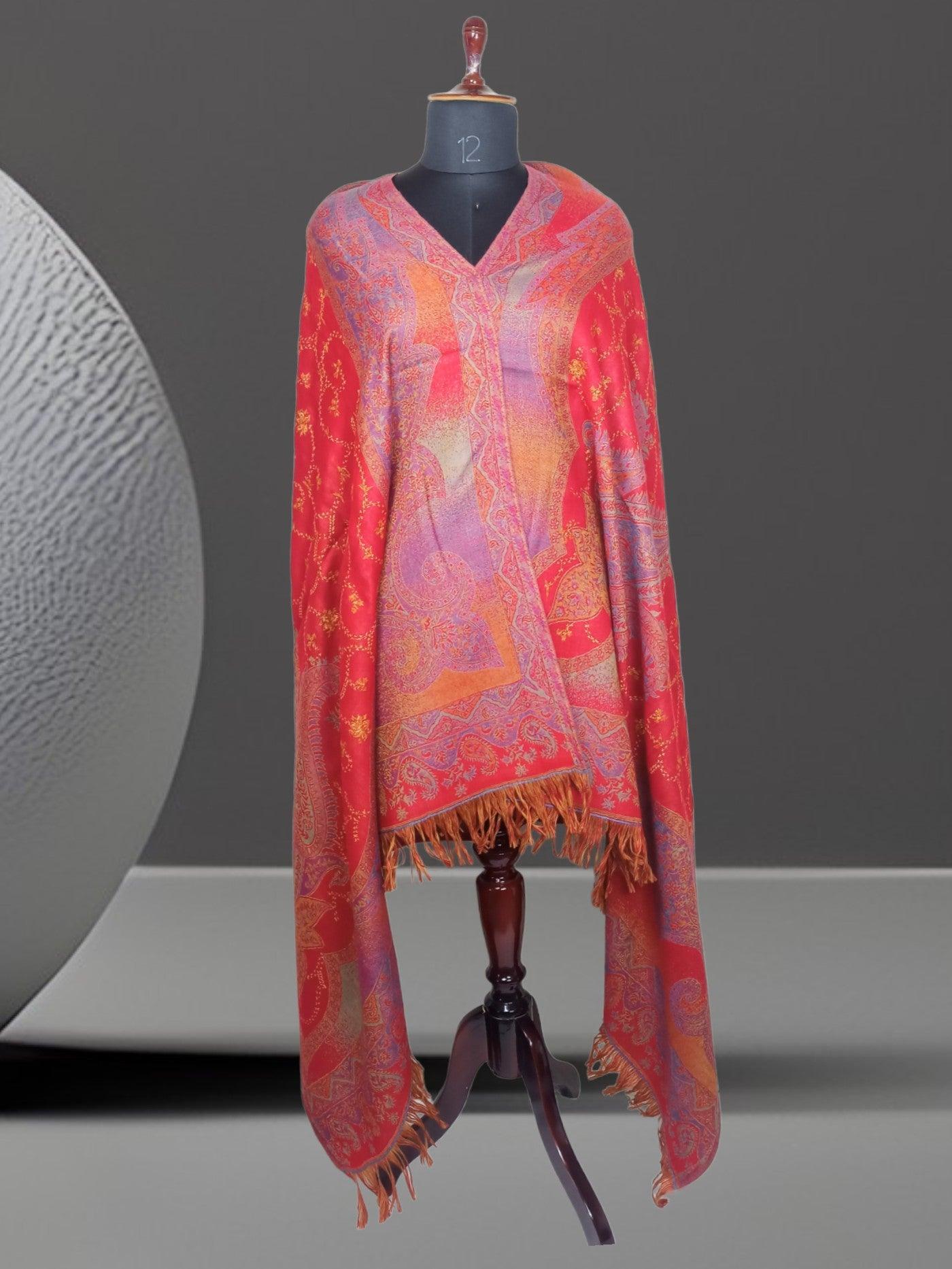 Needle Work Shawl | Woolen Shawl | Multicolour - ZANSKAR ARTS