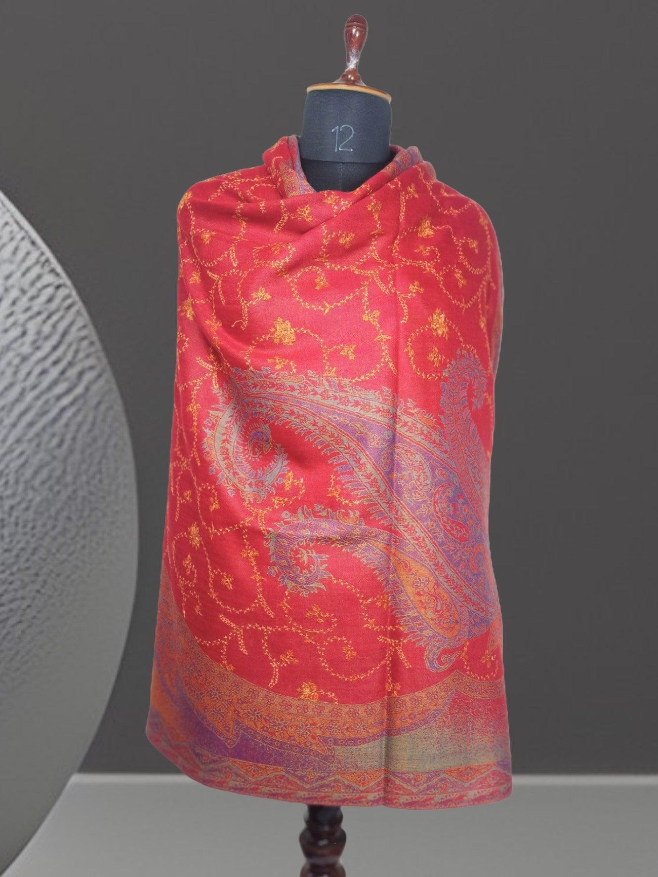 Needle Work Shawl | Woolen Shawl | Multicolour - ZANSKAR ARTS