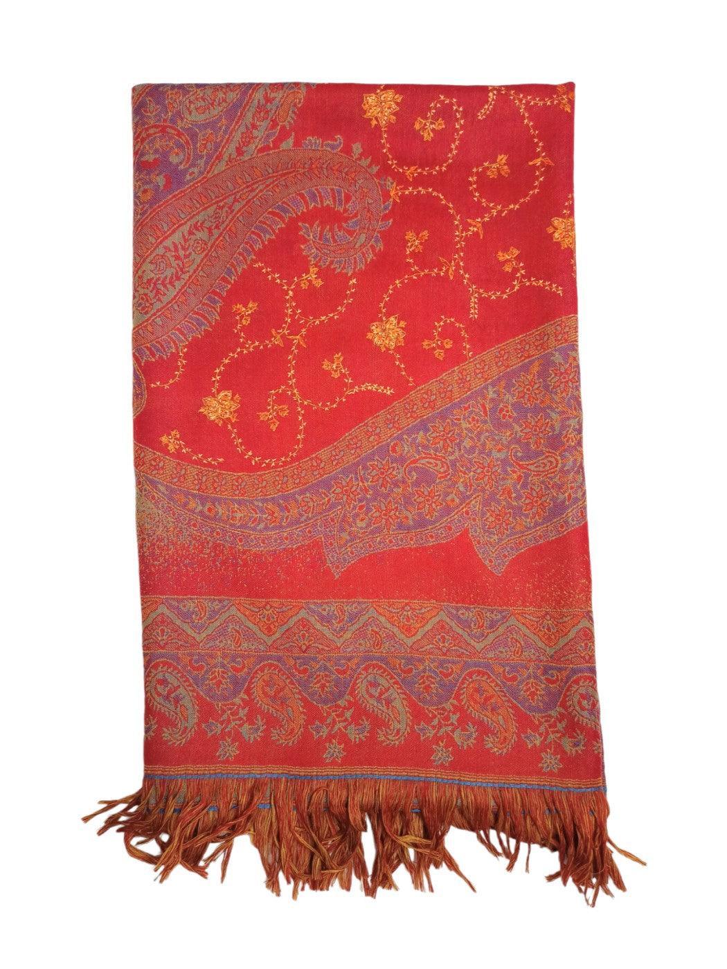 Needle Work Shawl | Woolen Shawl | Multicolour - ZANSKAR ARTS