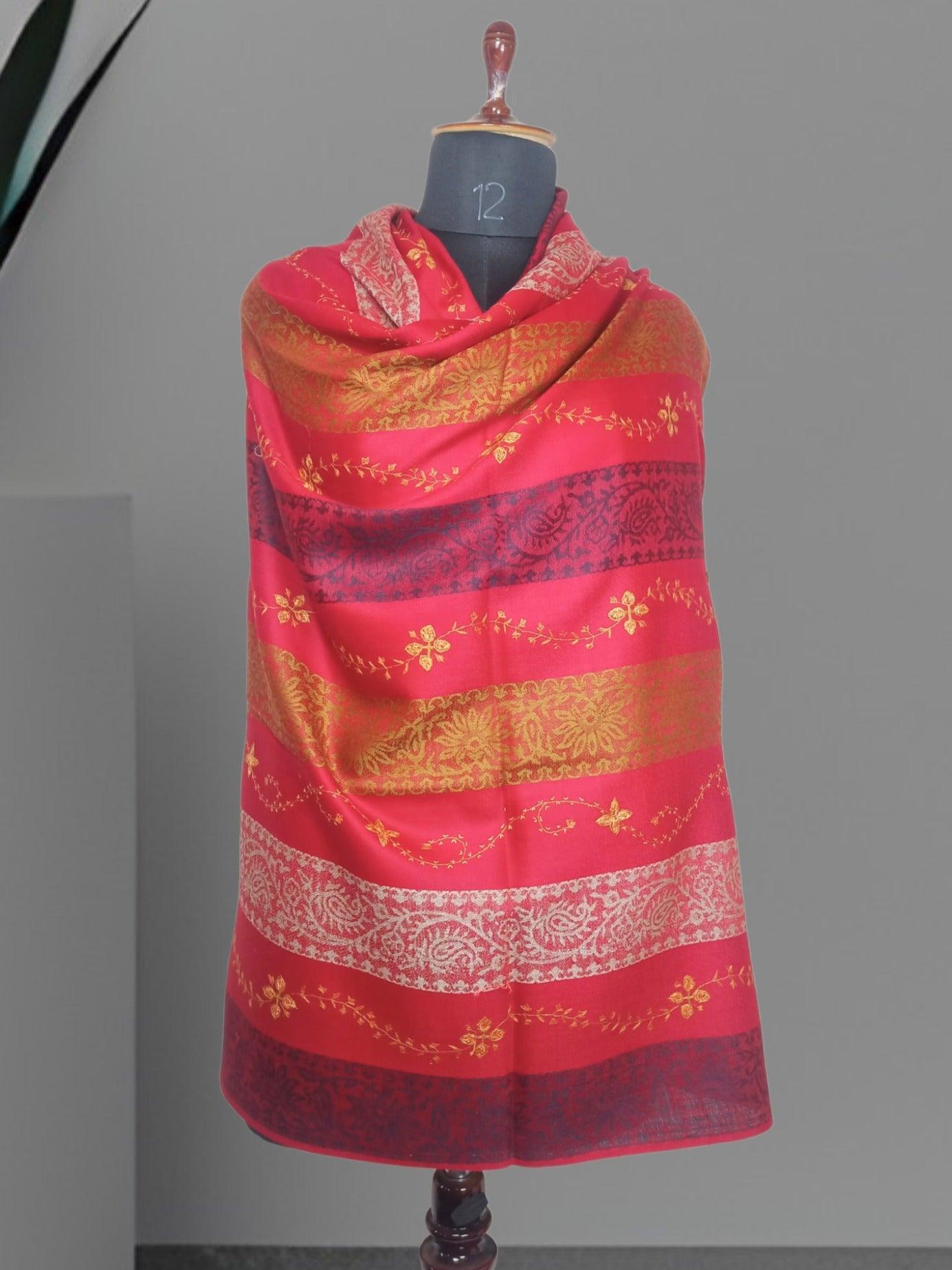 Needle Work Shawl | Woolen Shawl | Multicolor - ZANSKAR ARTS