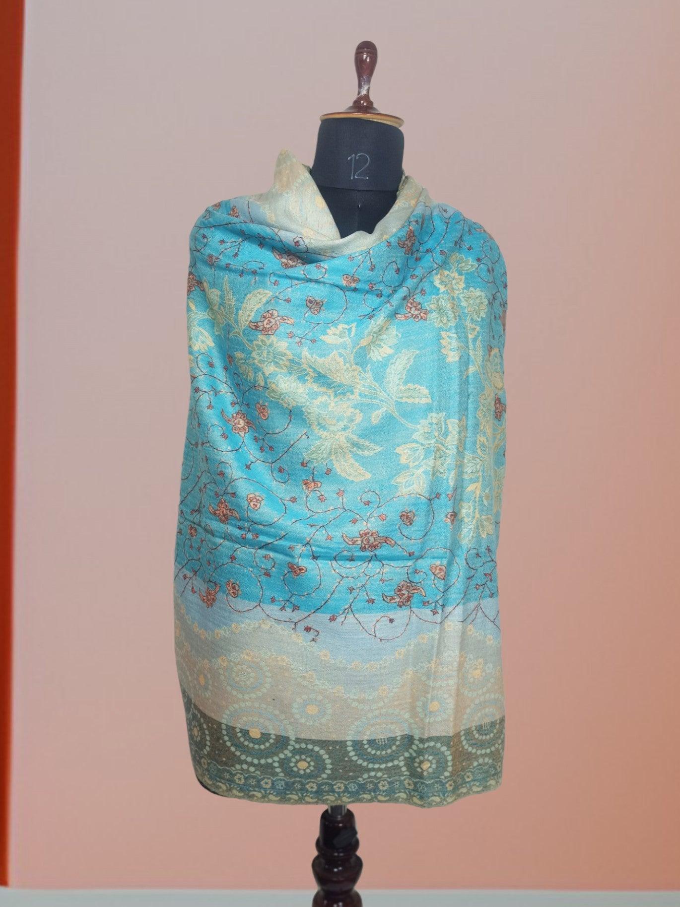 Needle Work Shawl | Woolen Shawl | Multicolor - ZANSKAR ARTS