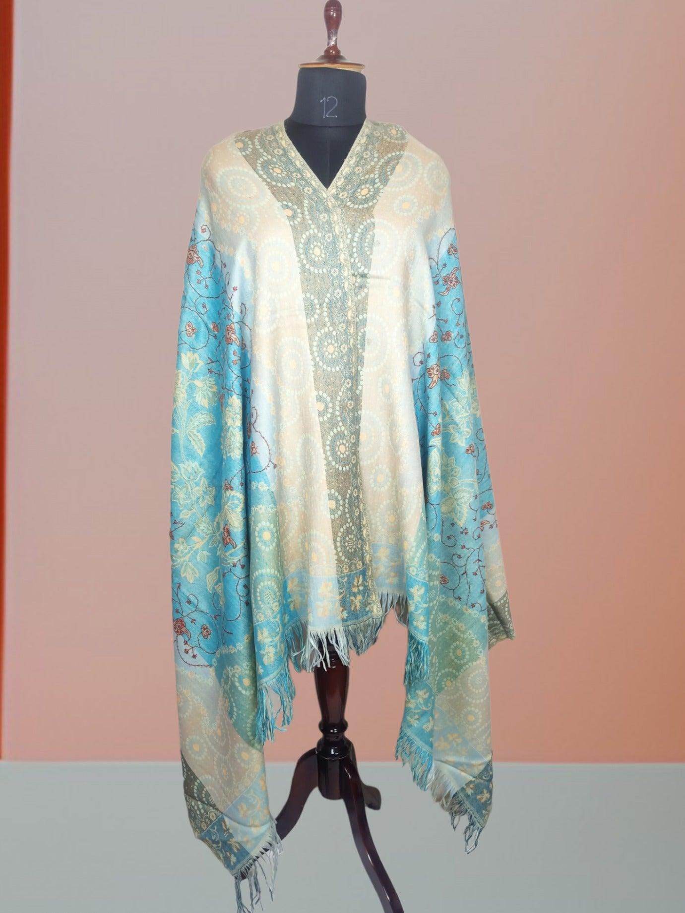 Needle Work Shawl | Woolen Shawl | Multicolor - ZANSKAR ARTS