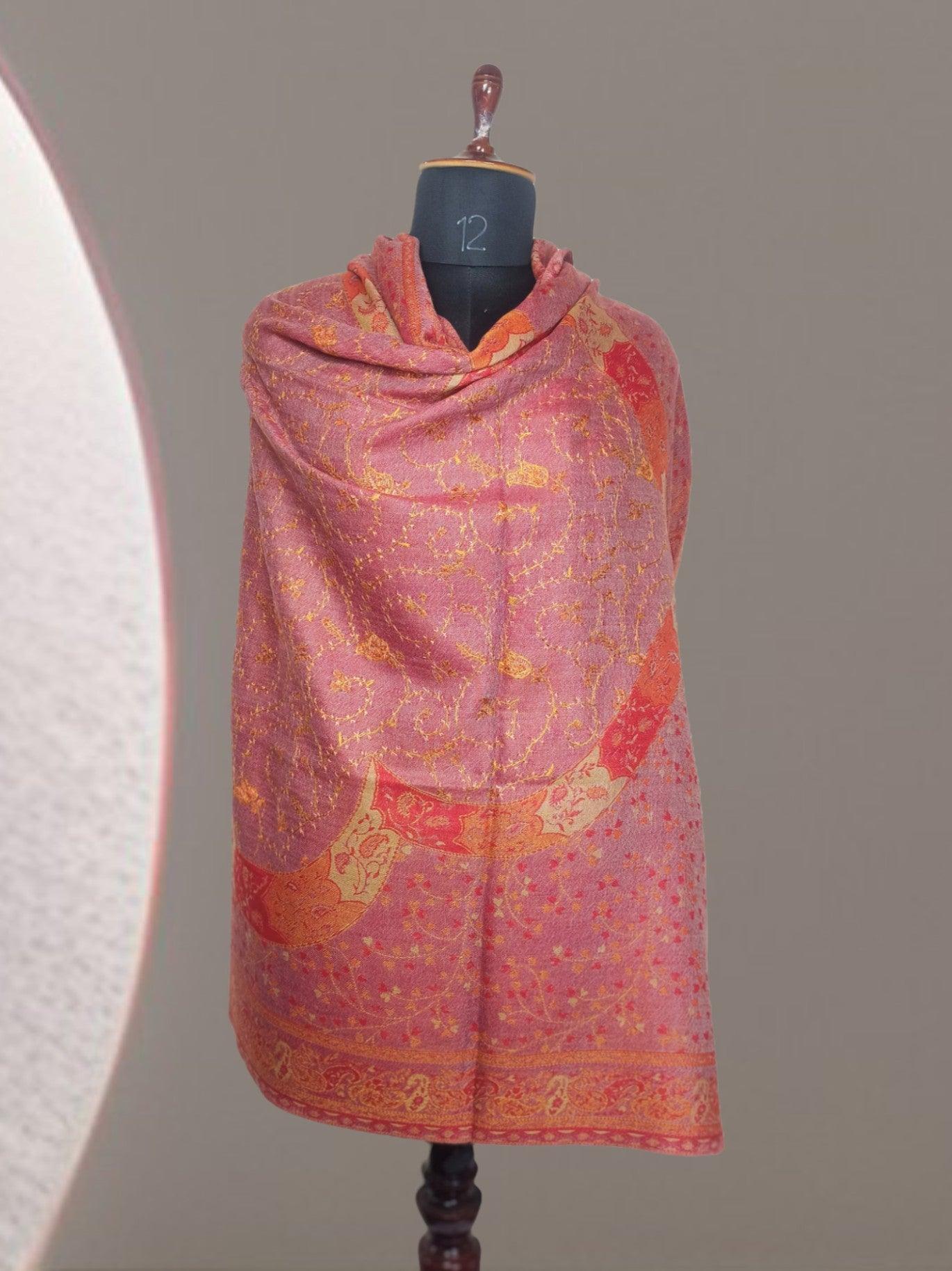 Needle Work Shawl | Woolen Shawl | Multicolor - ZANSKAR ARTS