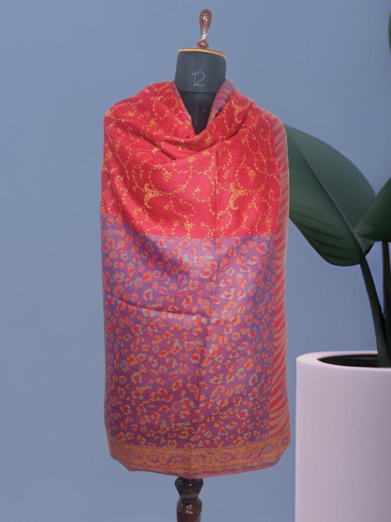 Needle Work Shawl | Woolen Shawl | Multicolor - ZANSKAR ARTS