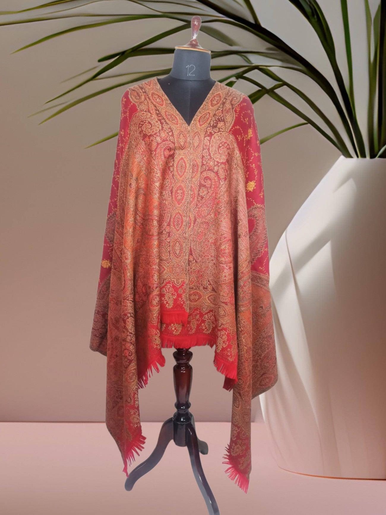 Needle Work Shawl | Woolen Shawl | Multicolor - ZANSKAR ARTS