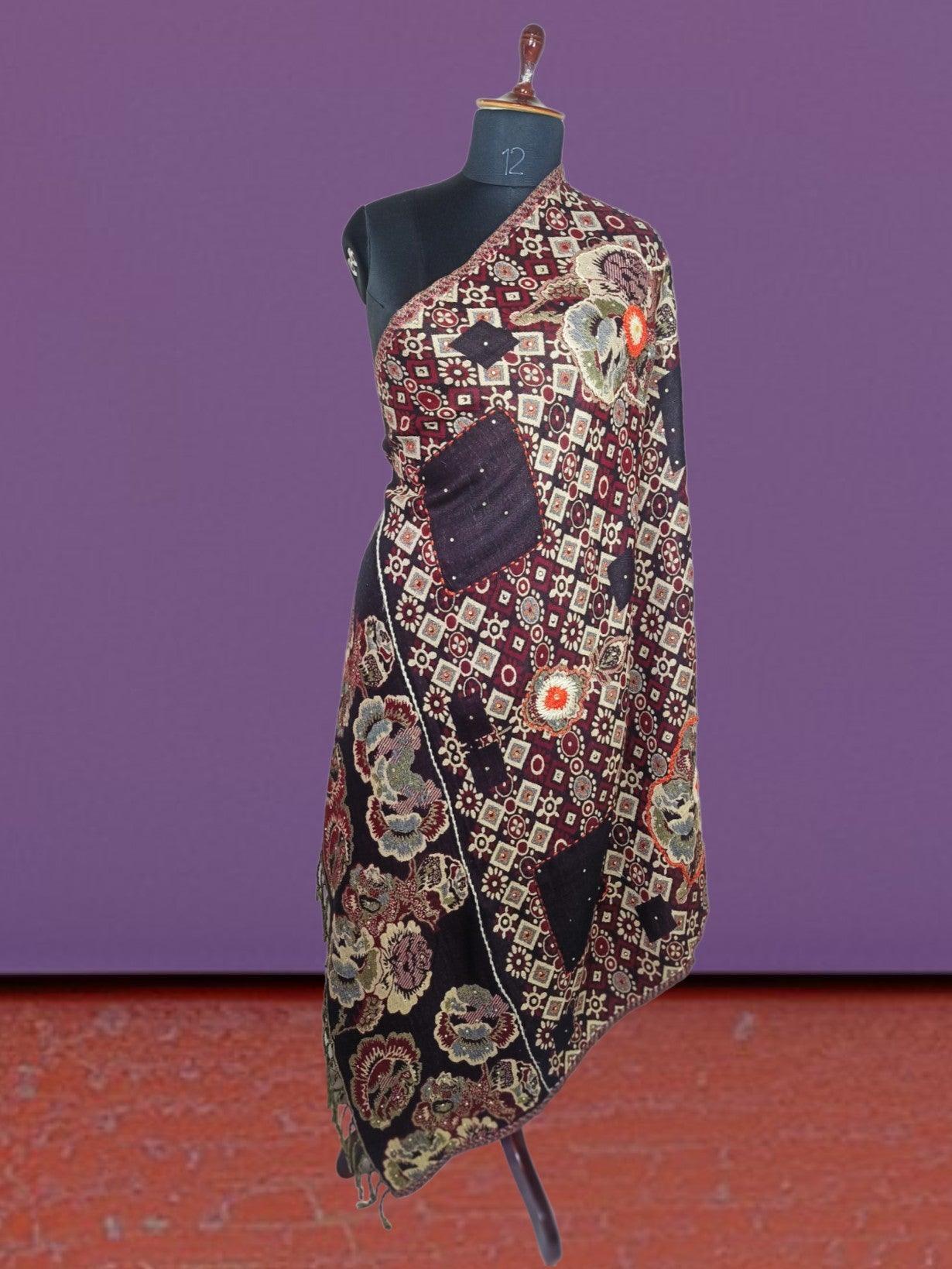 Jamawar wool Shawl | Handwoves | Multi-Colour - ZANSKAR ARTS
