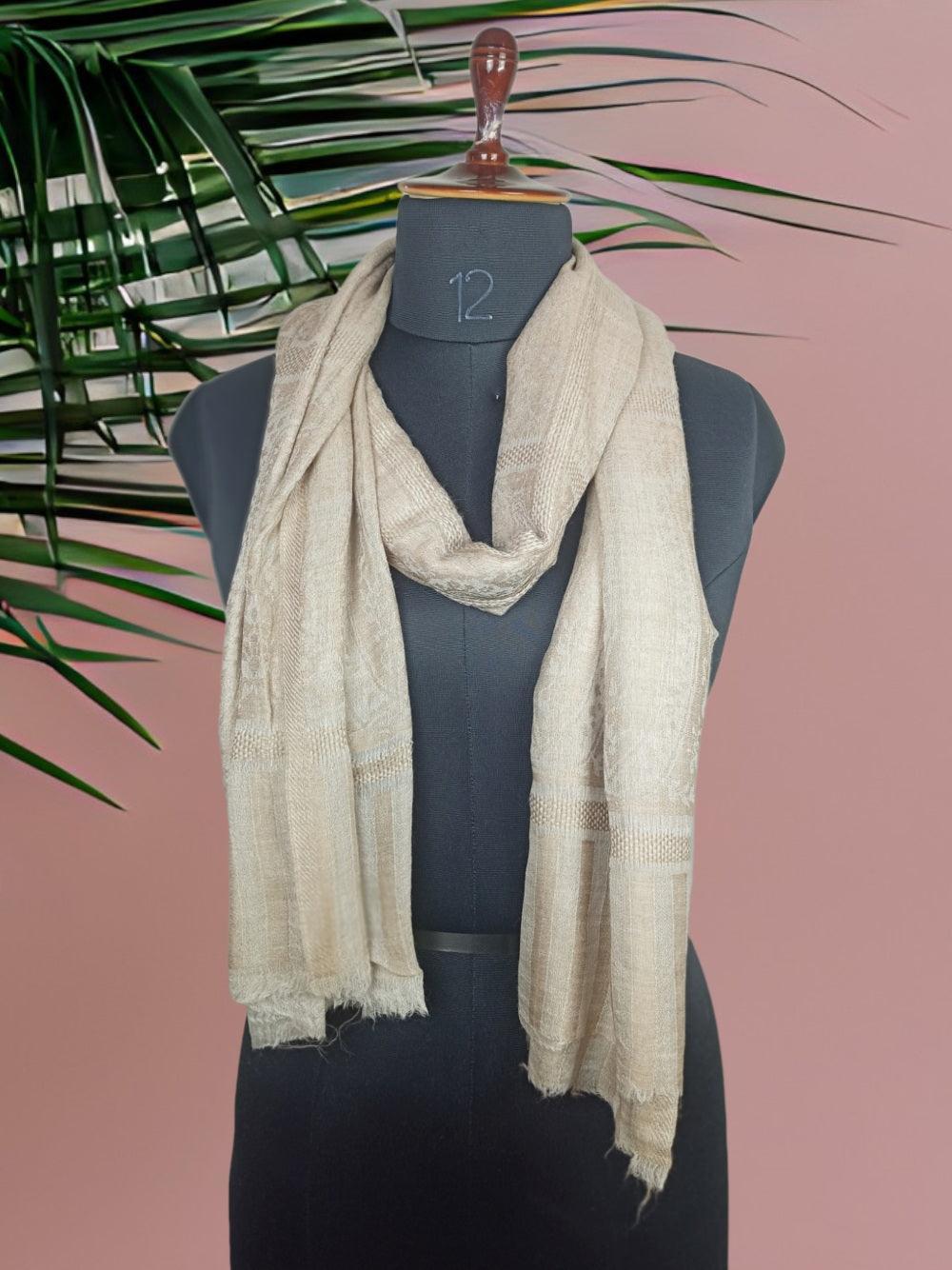 Pashmina Stole | Self Designed Stole | Camel Colour - ZANSKAR ARTS