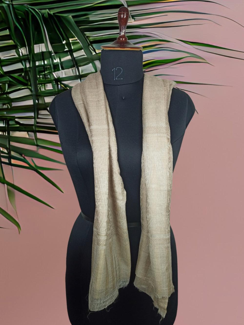 Pashmina Stole | Self Designed Stole | Camel Colour - ZANSKAR ARTS