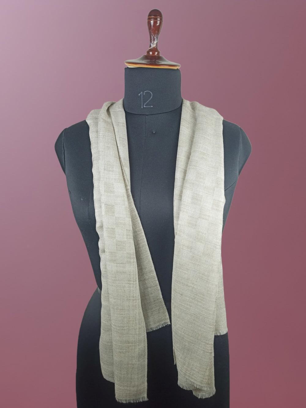 Pashmina Stole | Self Designed Stole | Silver Colour - ZANSKAR ARTS