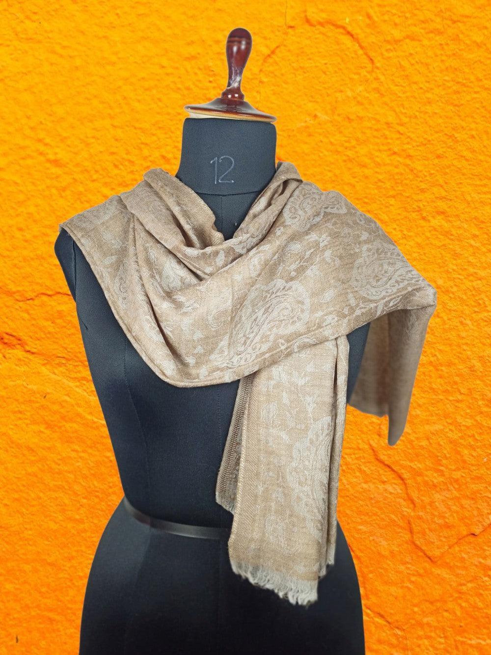 Pashmina Stole | Self Designed Stole | Camel Colour - ZANSKAR ARTS