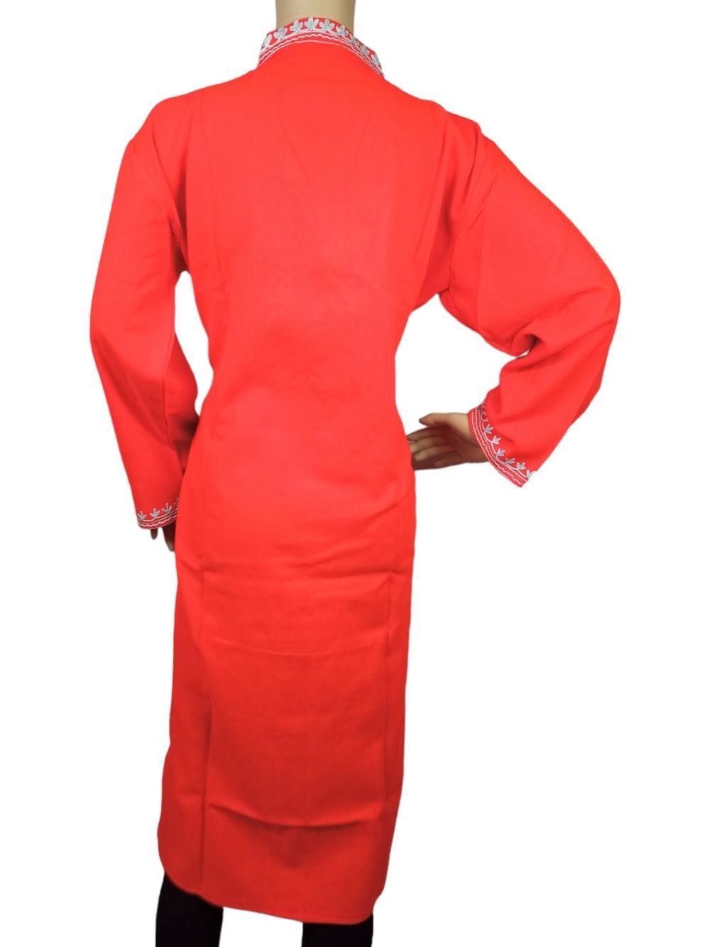 Woolen Long Kurties | Coller V-Neck - ZANSKAR ARTS