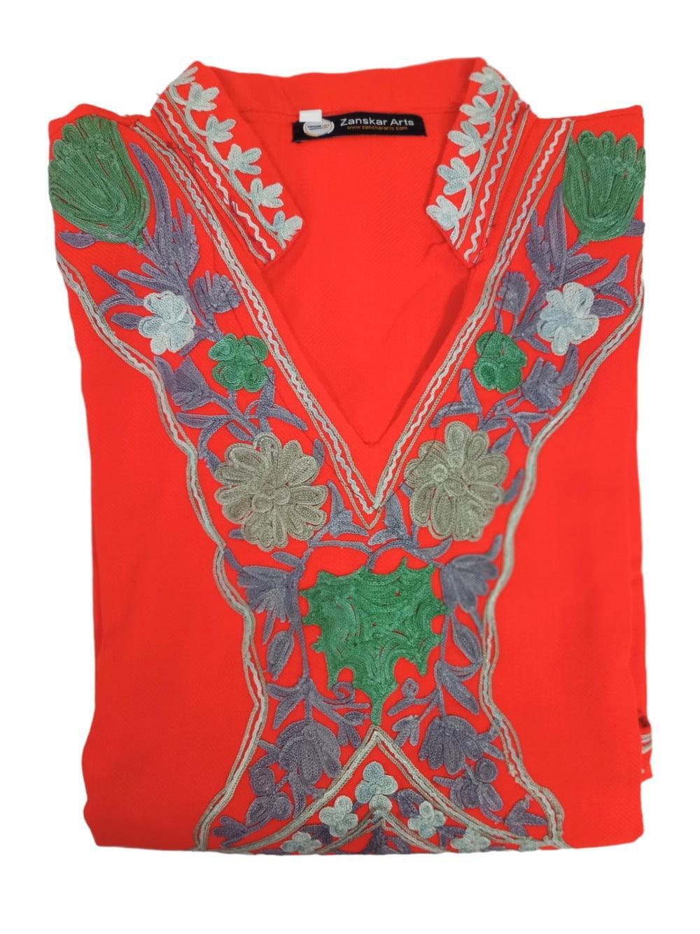 Woolen Long Kurties | Coller V-Neck - ZANSKAR ARTS