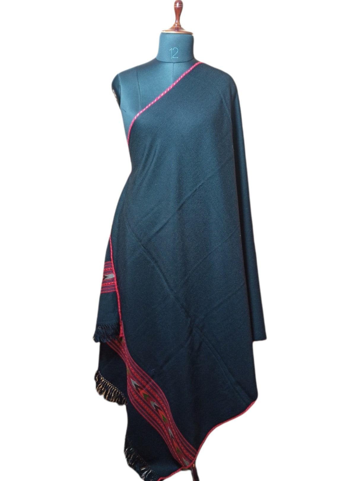 Yak Wool Shawl | Black Colour | Handwoven - ZANSKAR ARTS