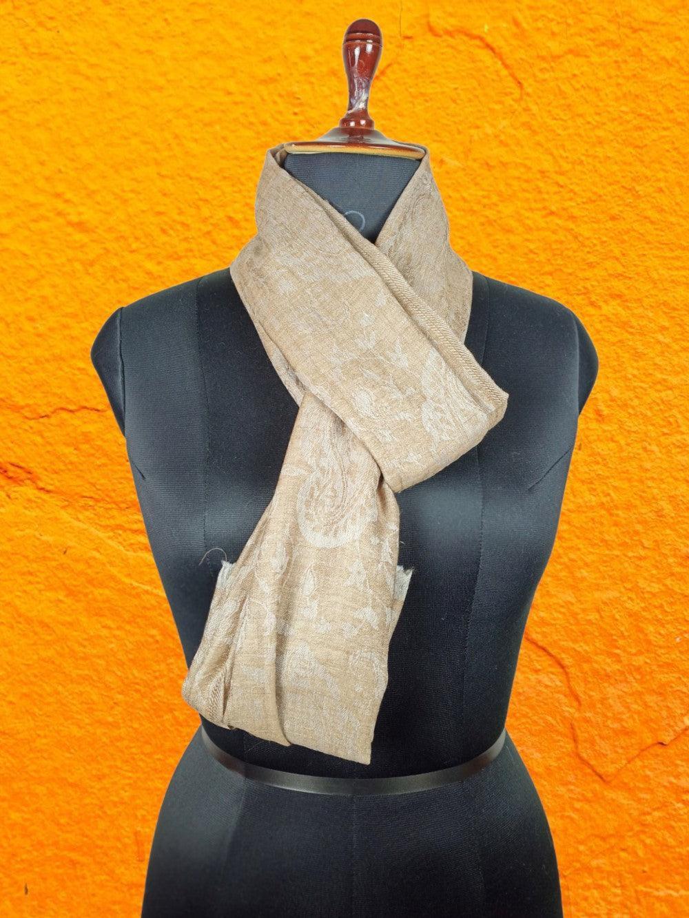 Pashmina Stole | Self Designed Stole | Camel Colour - ZANSKAR ARTS