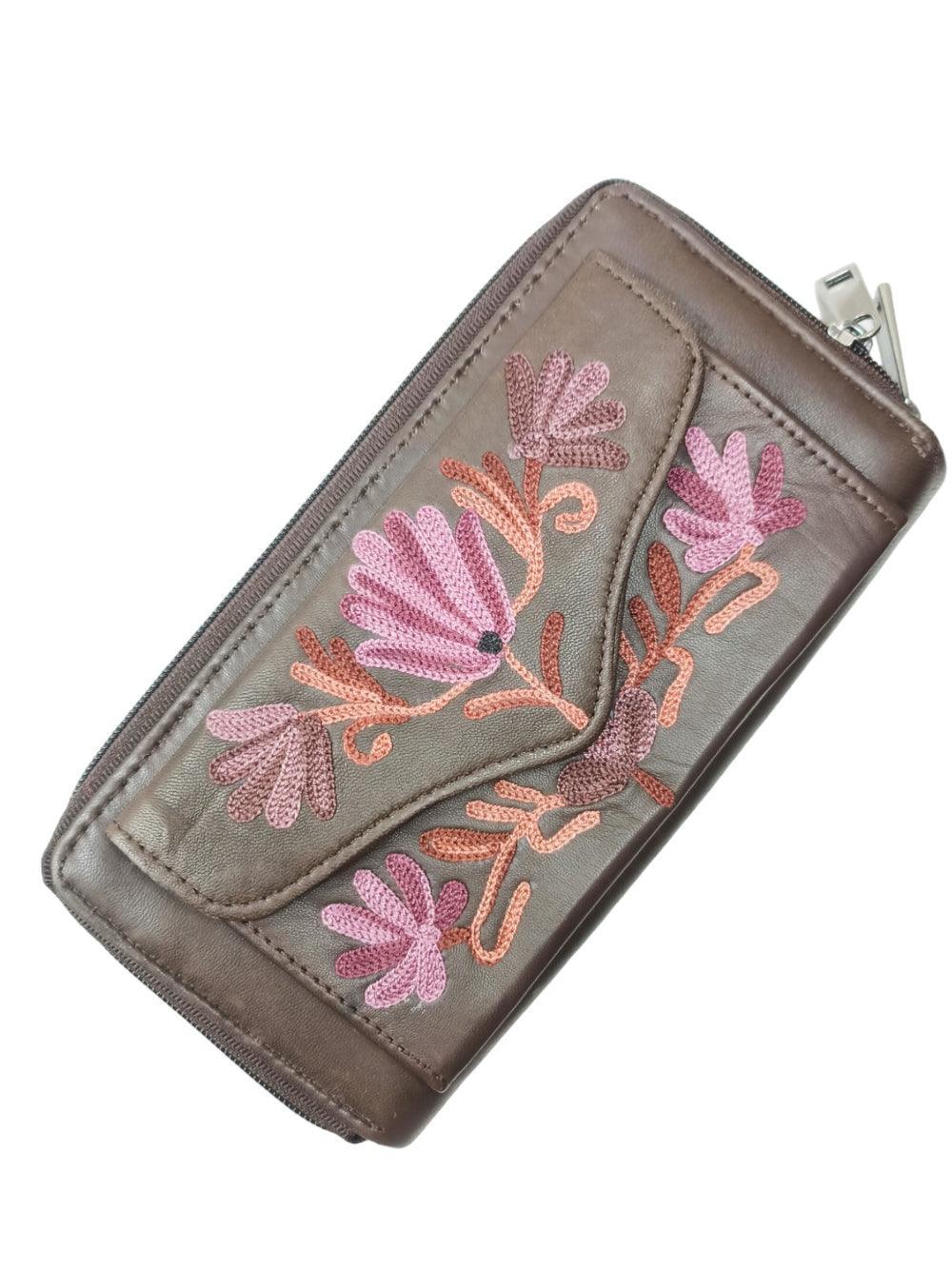 Double Zip Clutch Leather | Aari Hand Clutch | Women Clutch Leather - ZANSKAR ARTS