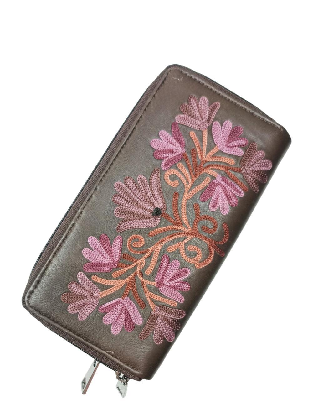 Double Zip Clutch Leather | Aari Hand Clutch | Women Clutch Leather - ZANSKAR ARTS