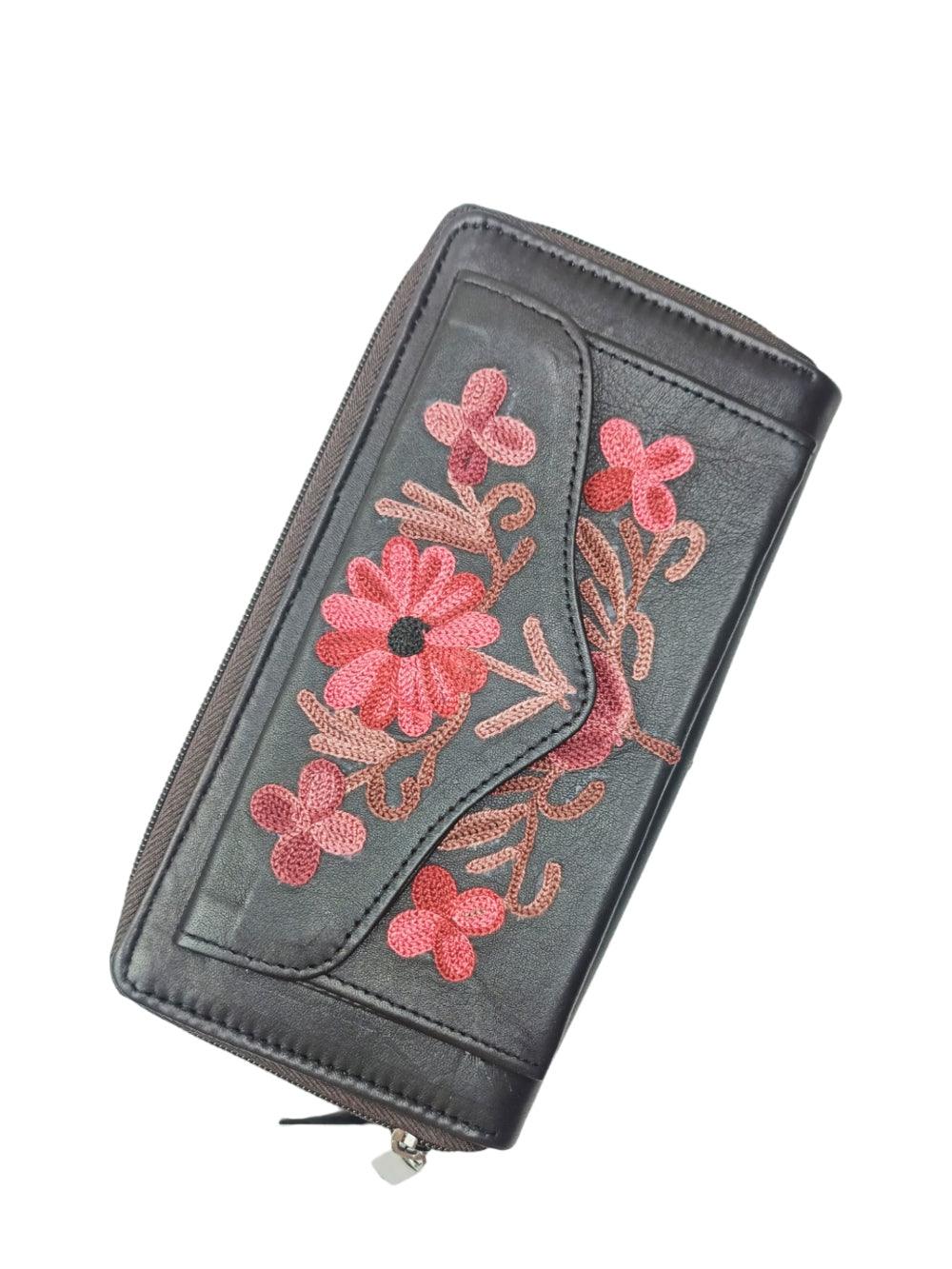 Double Zip Clutch Leather | Aari Hand Clutch | Women Clutch Leather - ZANSKAR ARTS