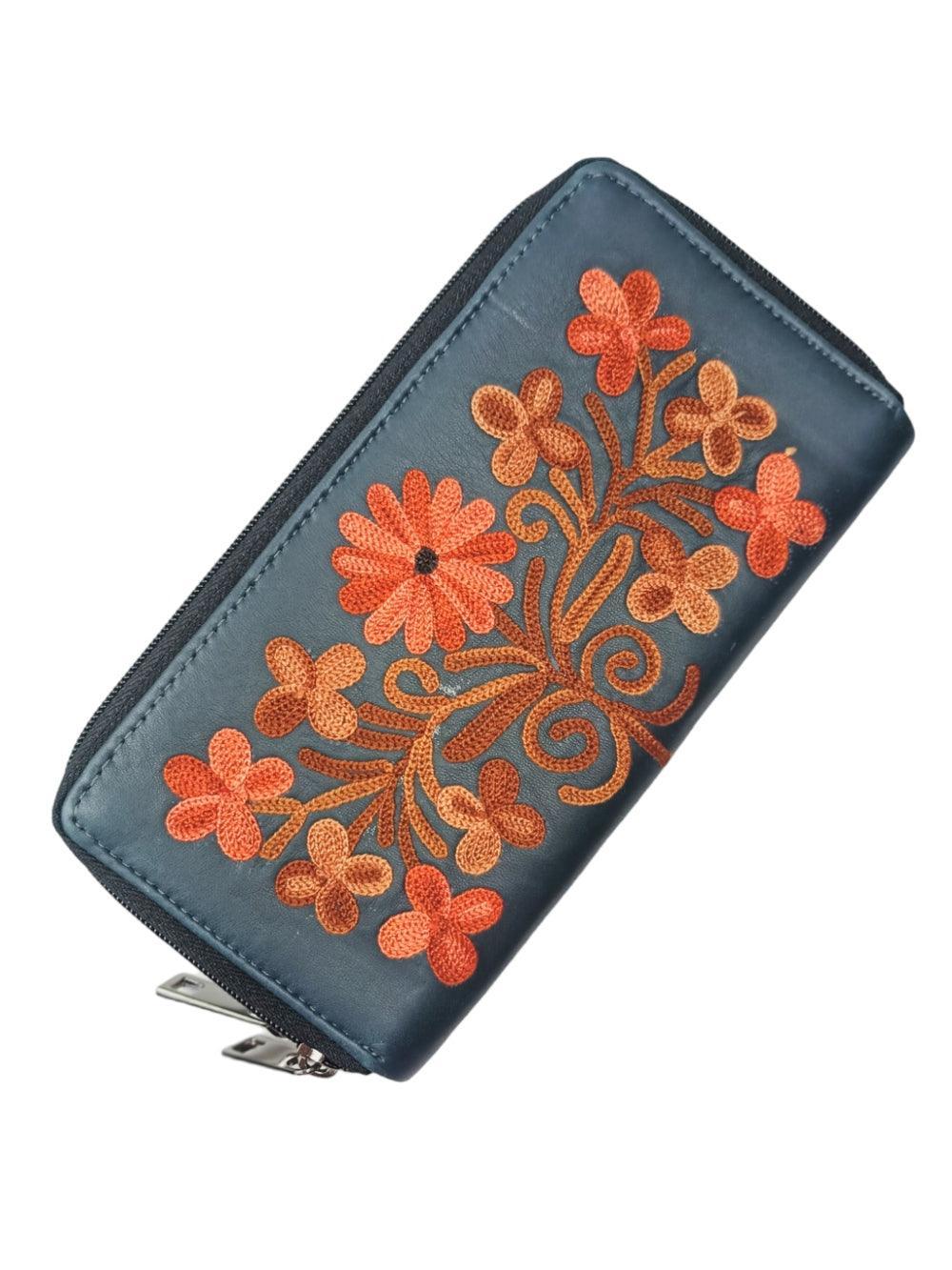 Double Zip Clutch Leather | Aari Hand Clutch | Women Clutch Leather - ZANSKAR ARTS