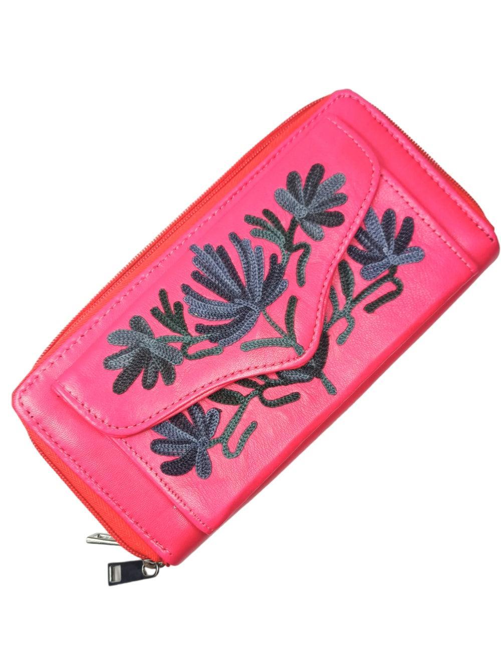Double Zip Clutch Leather | Aari Hand Clutch | Women Clutch Leather - ZANSKAR ARTS