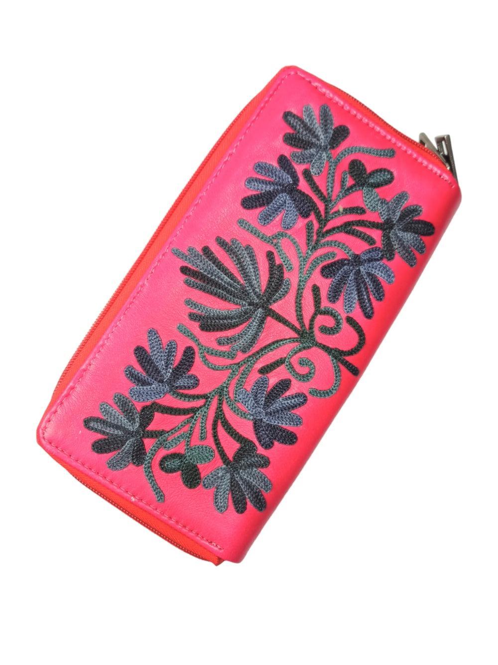 Double Zip Clutch Leather | Aari Hand Clutch | Women Clutch Leather - ZANSKAR ARTS
