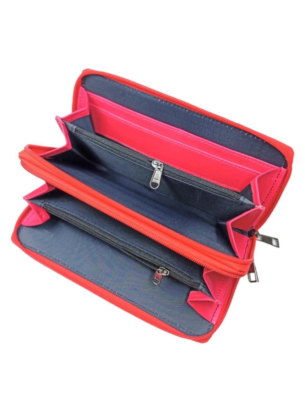 Double Zip Clutch Leather | Aari Hand Clutch | Women Clutch Leather - ZANSKAR ARTS