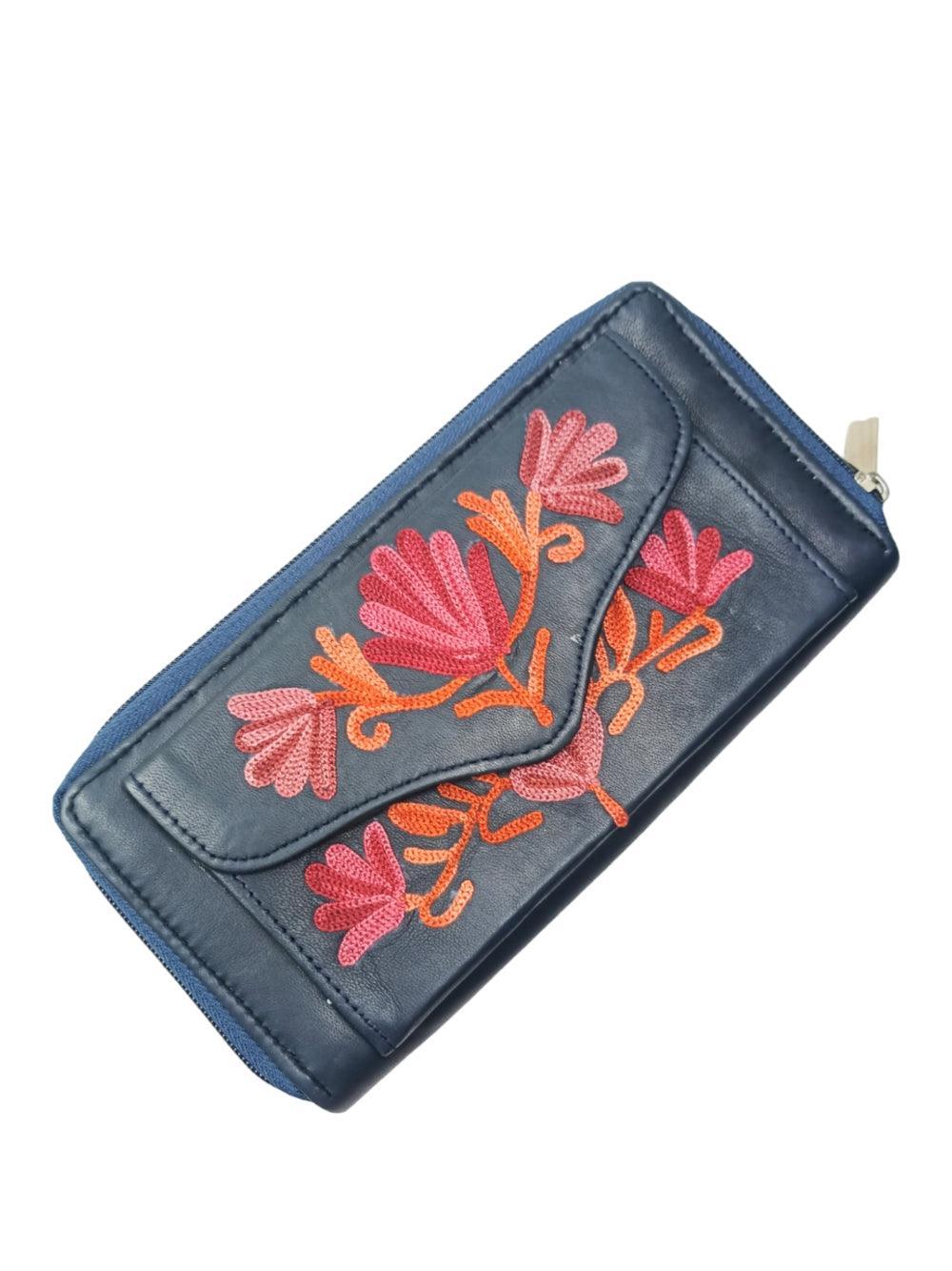 Double Zip Clutch Leather | Aari Hand Clutch | Women Clutch Leather - ZANSKAR ARTS