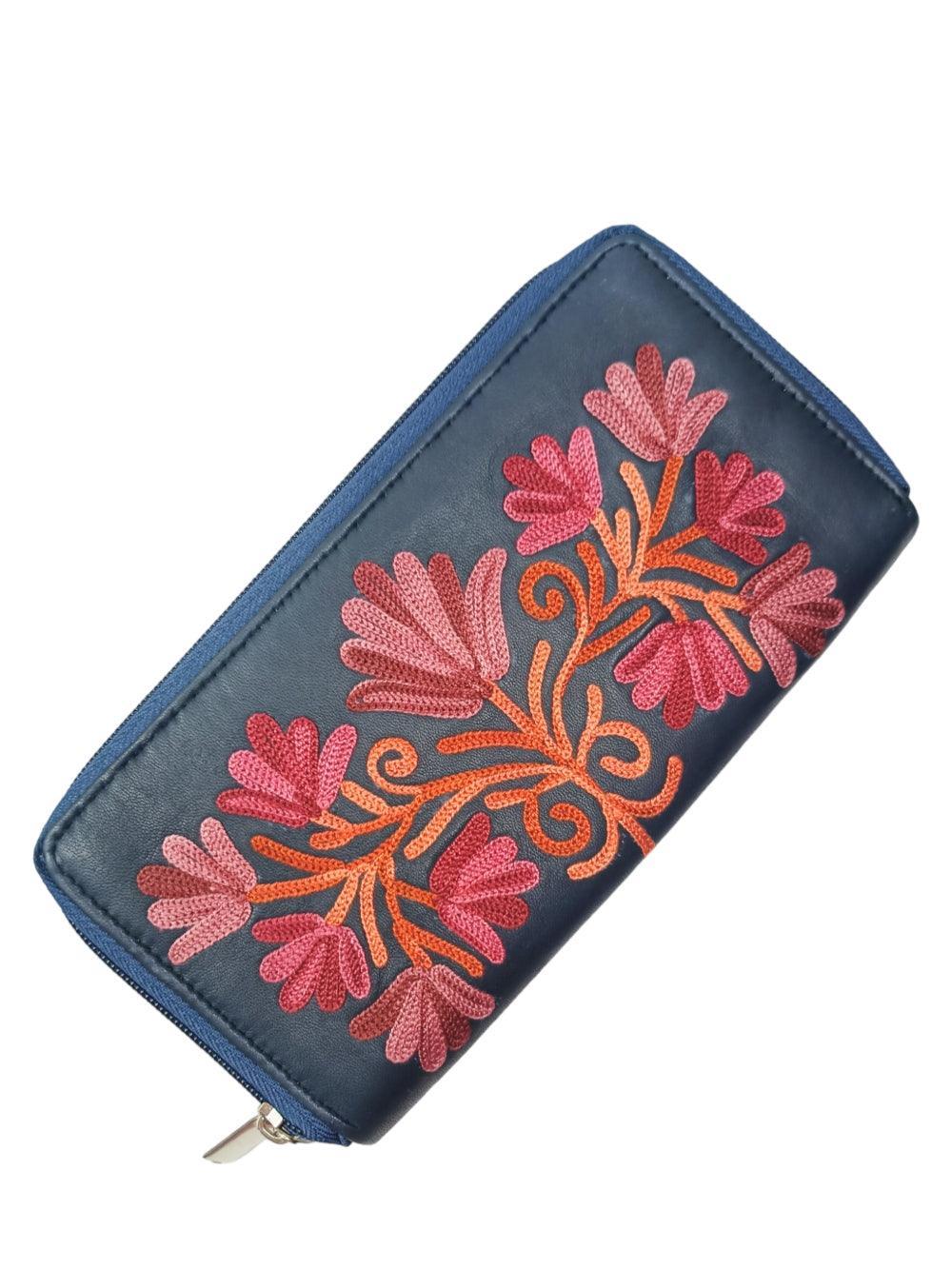 Double Zip Clutch Leather | Aari Hand Clutch | Women Clutch Leather - ZANSKAR ARTS
