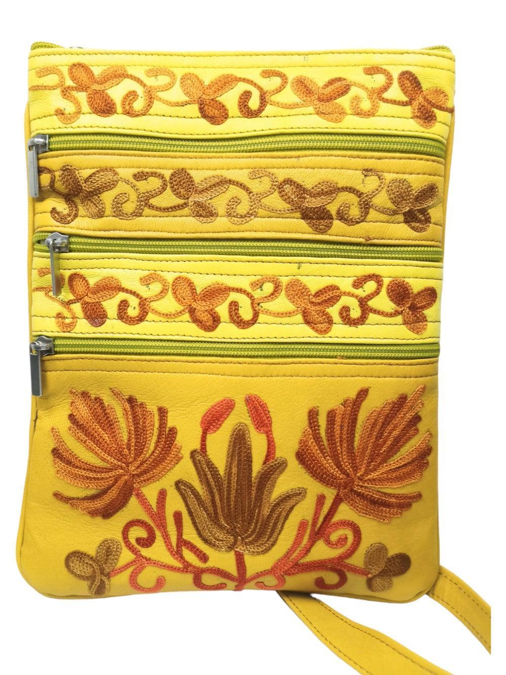 Kashmiri Embroided Sling Bag | Plain 5 Zipper | Sling Bag For Girls - ZANSKAR ARTS