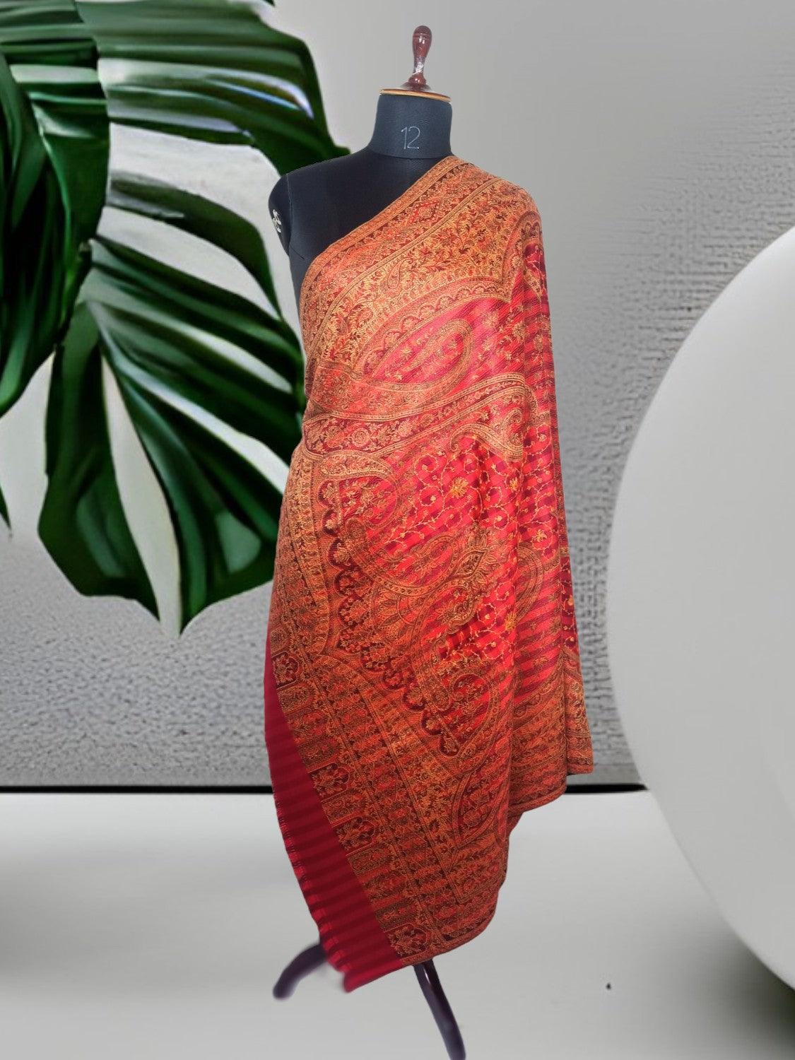 Needle Work Shawl | Woolen Shawl | Multicolour - ZANSKAR ARTS