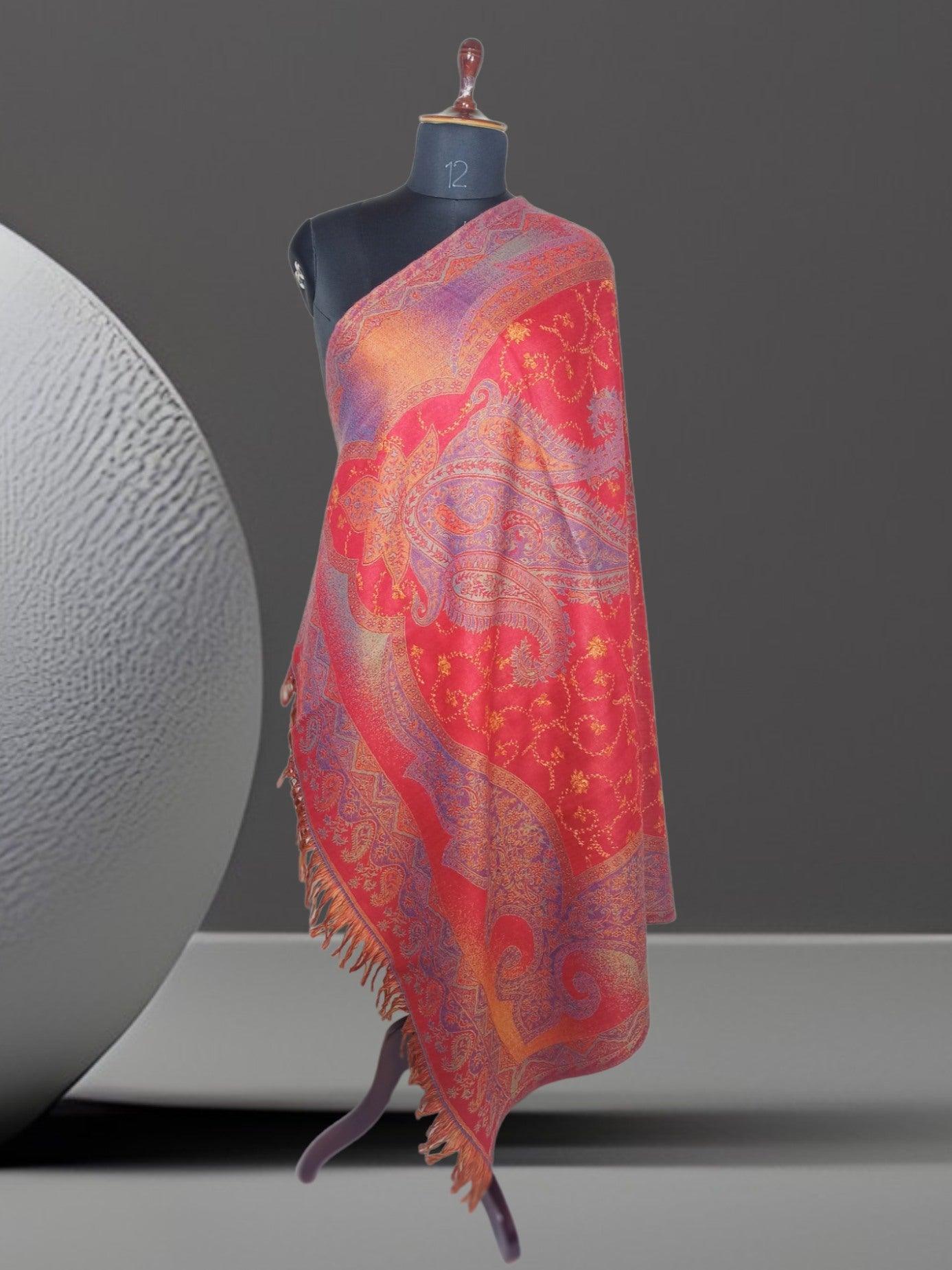 Needle Work Shawl | Woolen Shawl | Multicolour - ZANSKAR ARTS