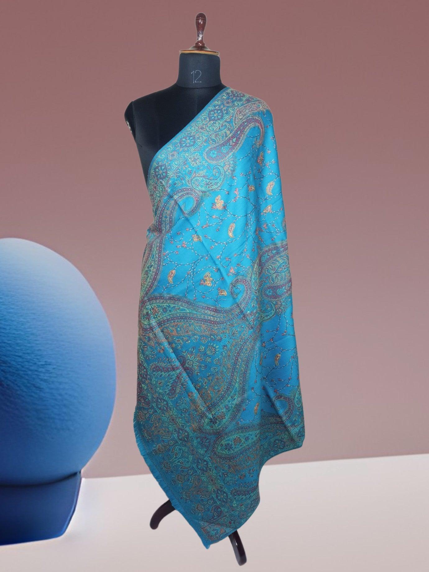 Needle Work Shawl | Woolen Shawl | Multicolor - ZANSKAR ARTS