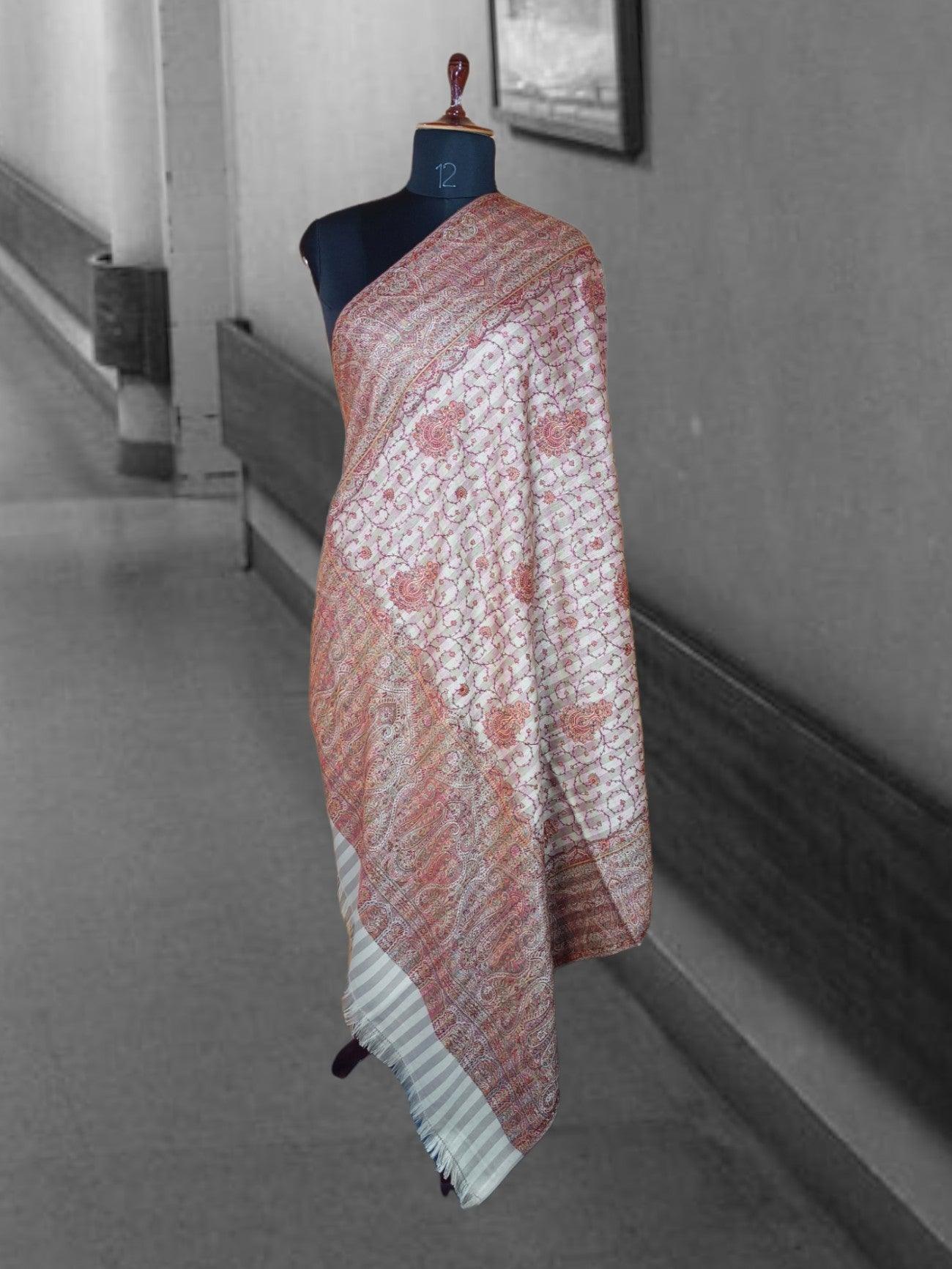 Needle Work Shawl | Woolen Shawl | Multicolor - ZANSKAR ARTS