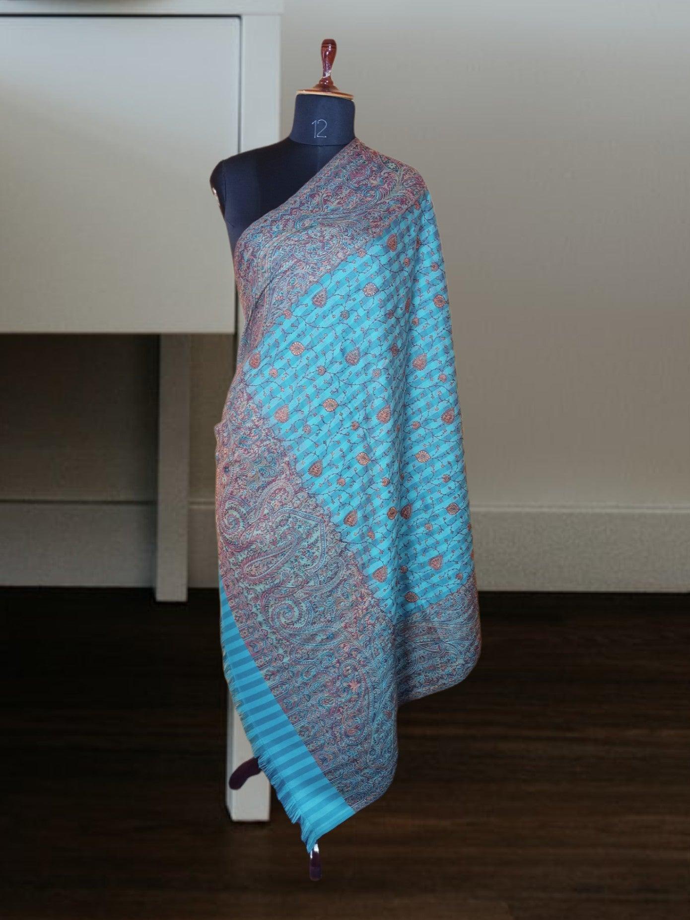 Needle Work Shawl | Woolen Shawl | Multicolor - ZANSKAR ARTS