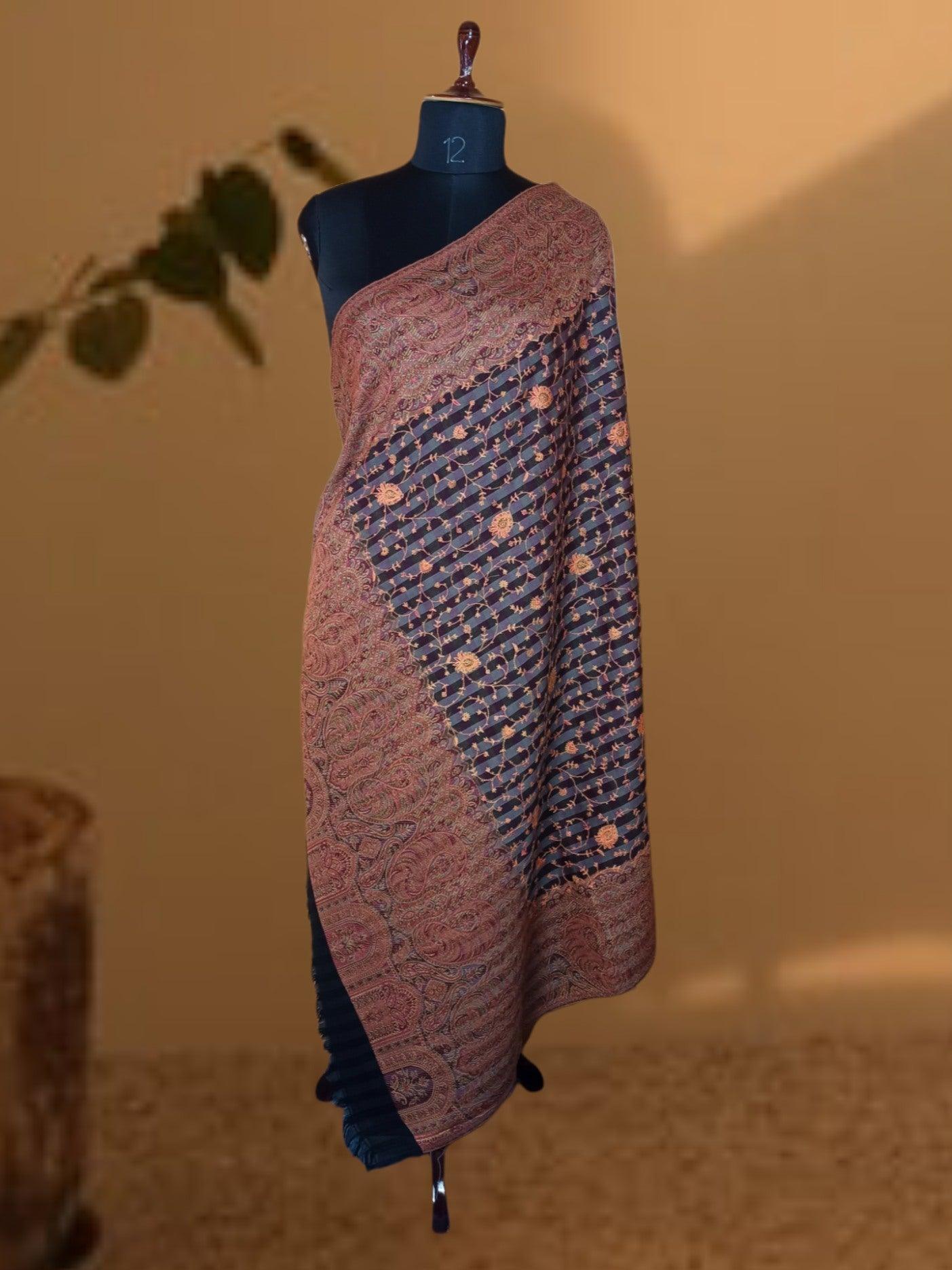 Needle Work Shawl | Woolen Shawl | Multicolor - ZANSKAR ARTS