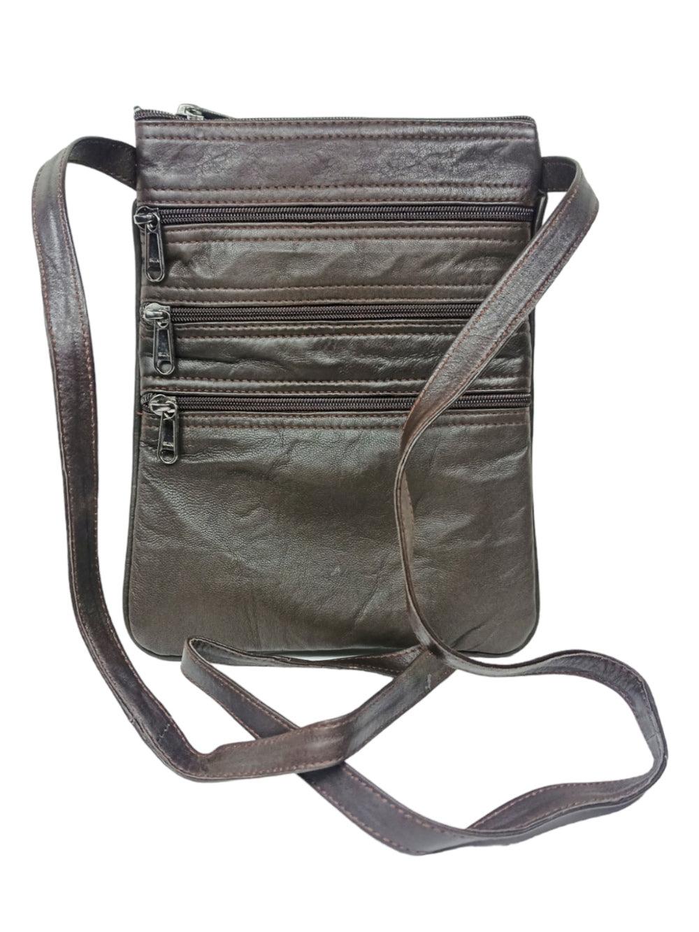 Plain Leather Sling Bag | Plain 5 Zipper | Sling Bag For Girls - ZANSKAR ARTS