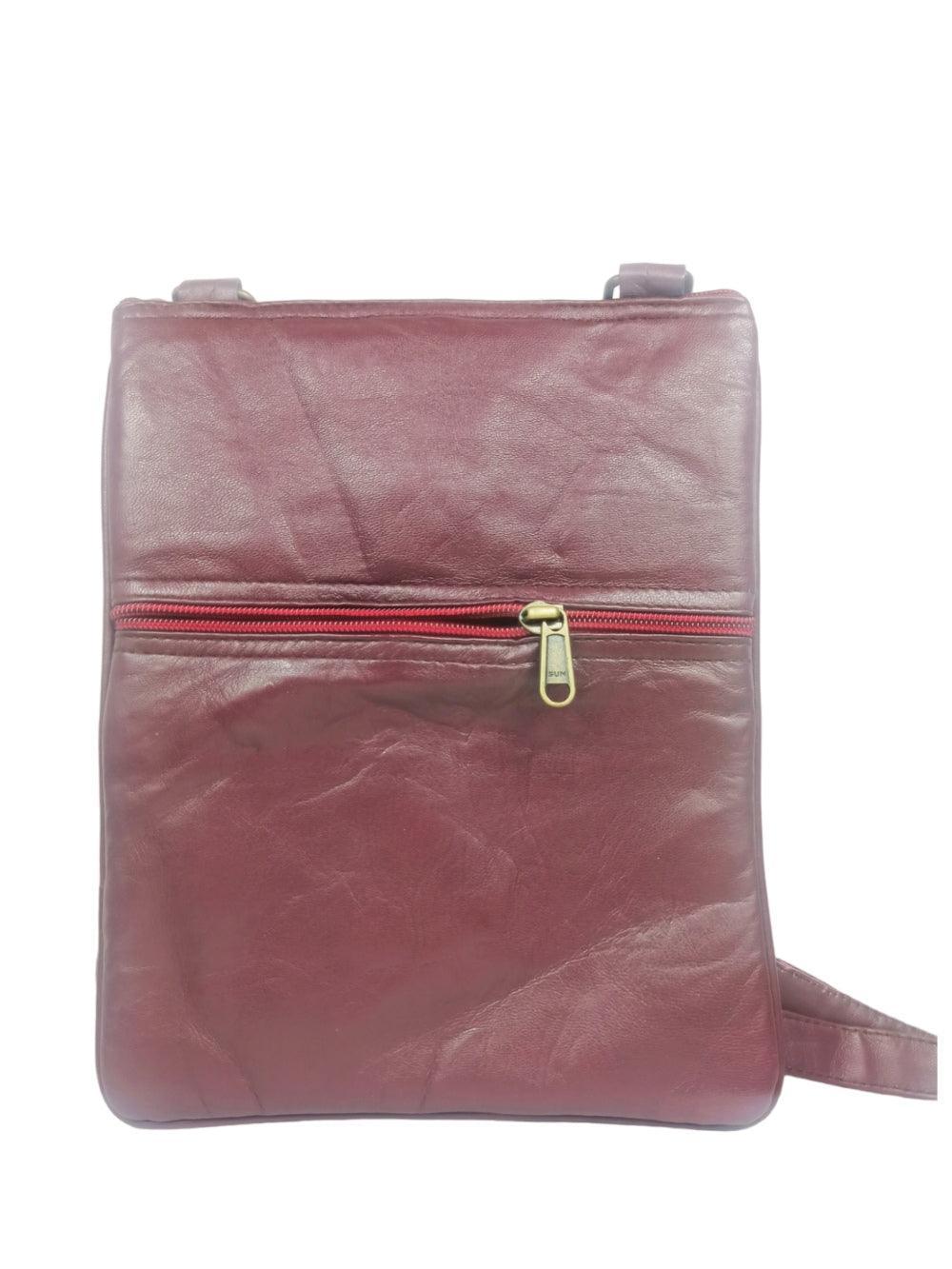 Plain Leather Sling Bag | Plain 5 Zipper | Sling Bag For Girls - ZANSKAR ARTS