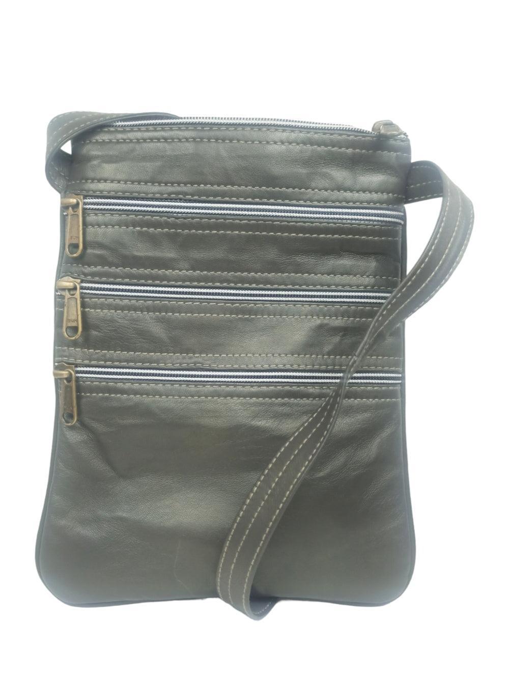 Plain Leather Sling Bag | Plain 5 Zipper | Sling Bag For Girls - ZANSKAR ARTS