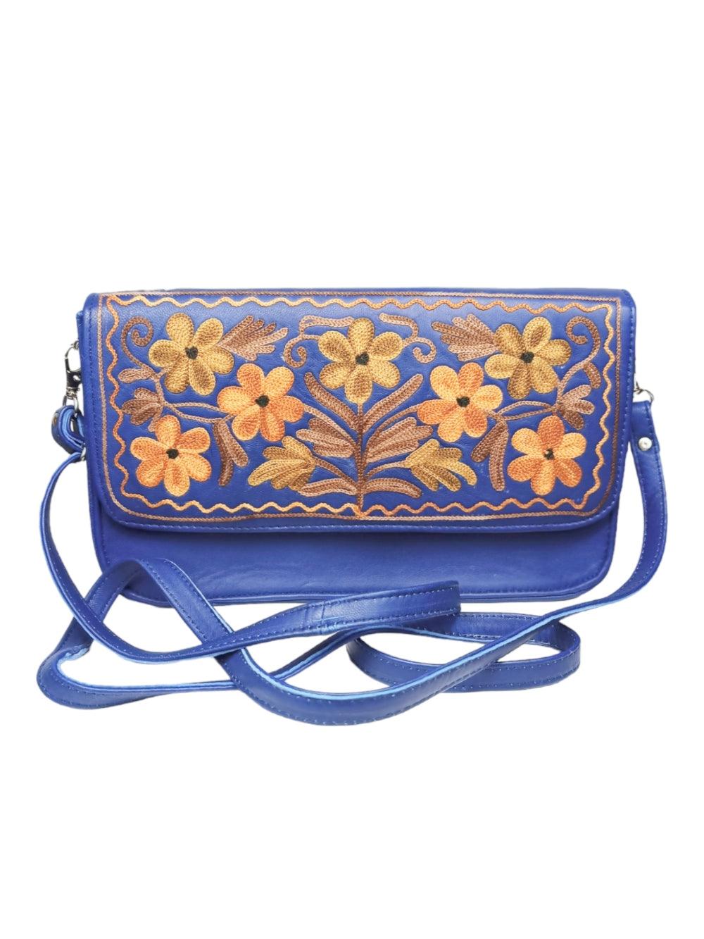 Leather Sling Bag | Aari Hand Clutch | 10" Big Clutch Leather - ZANSKAR ARTS