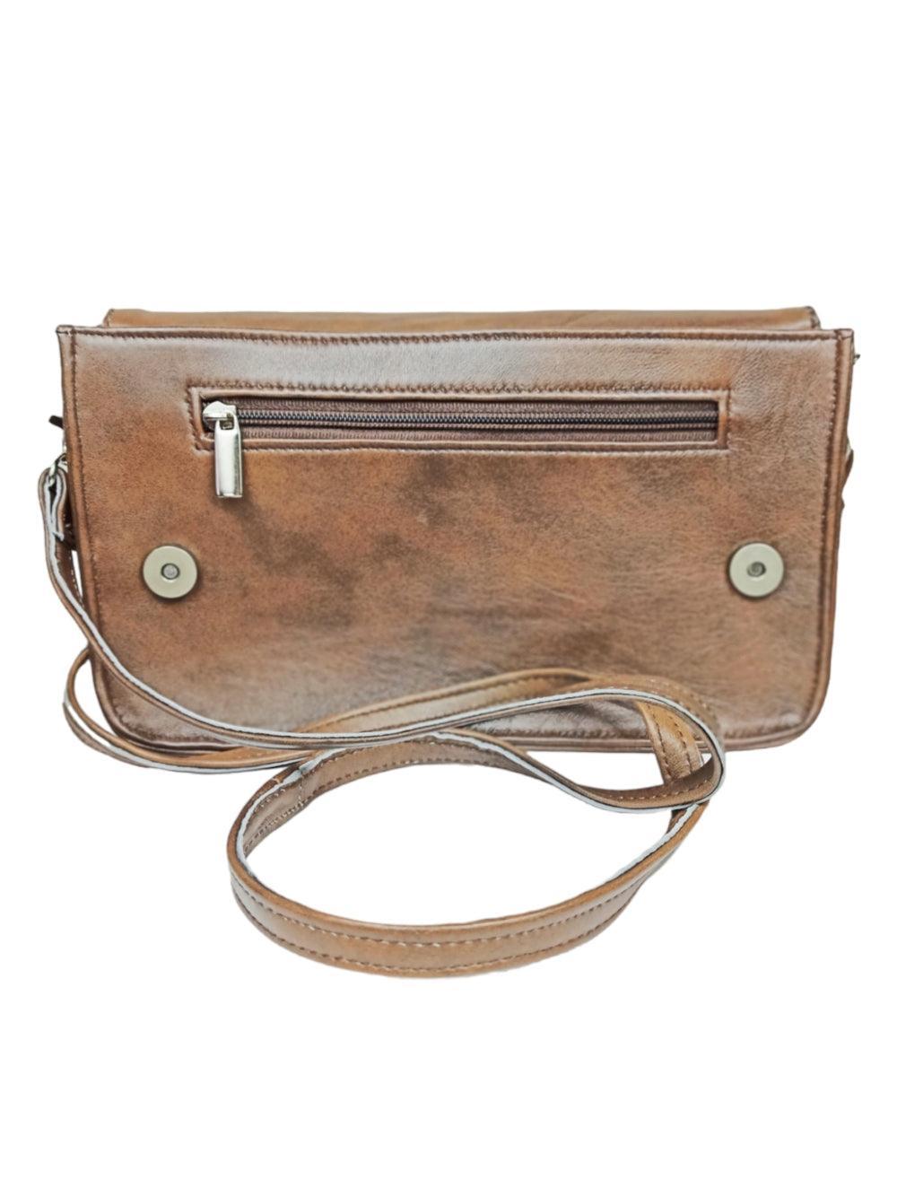 Leather Sling Bag | Aari Hand Clutch | 10" Big Clutch Leather - ZANSKAR ARTS