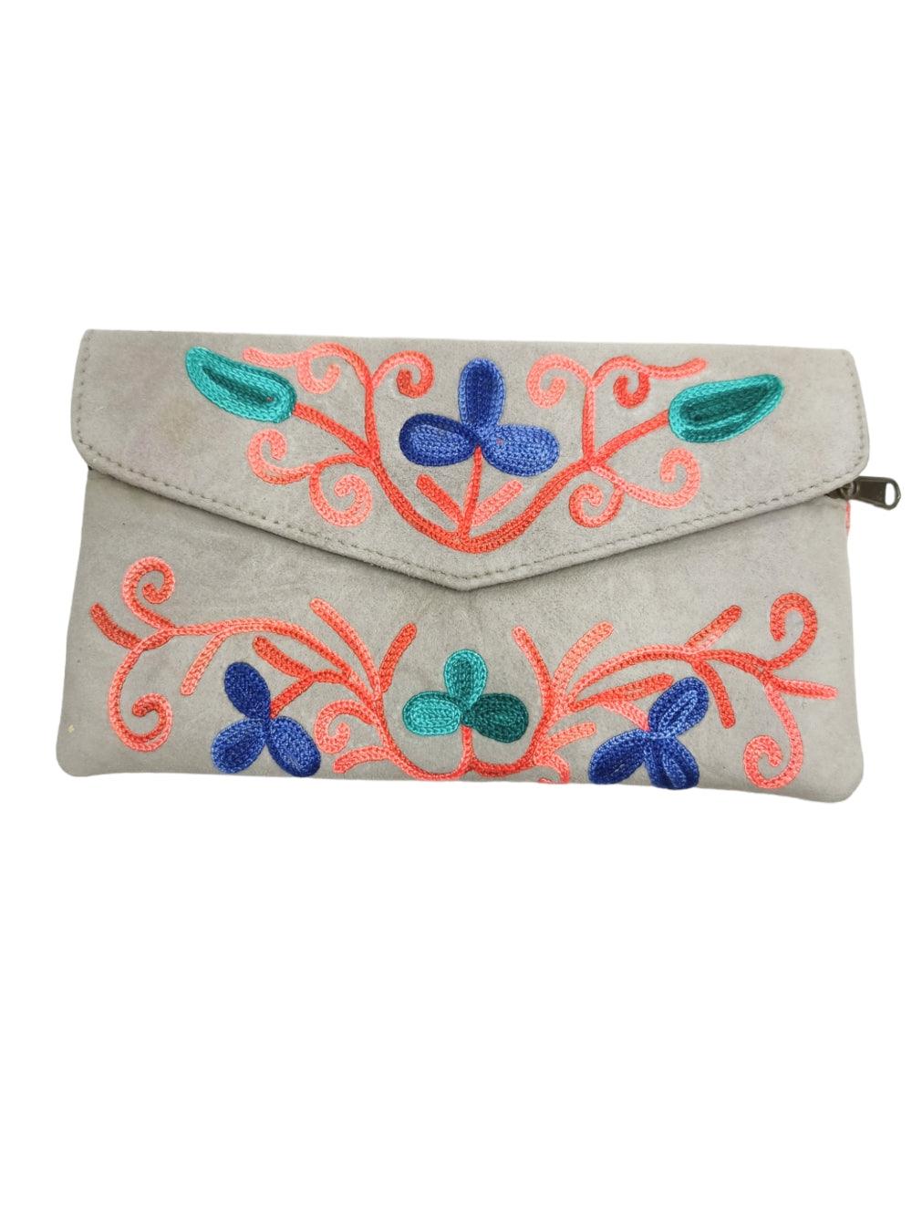 Suede Leather Flap Purse | Kashmiri Flap Purse | 8" Zip Purse