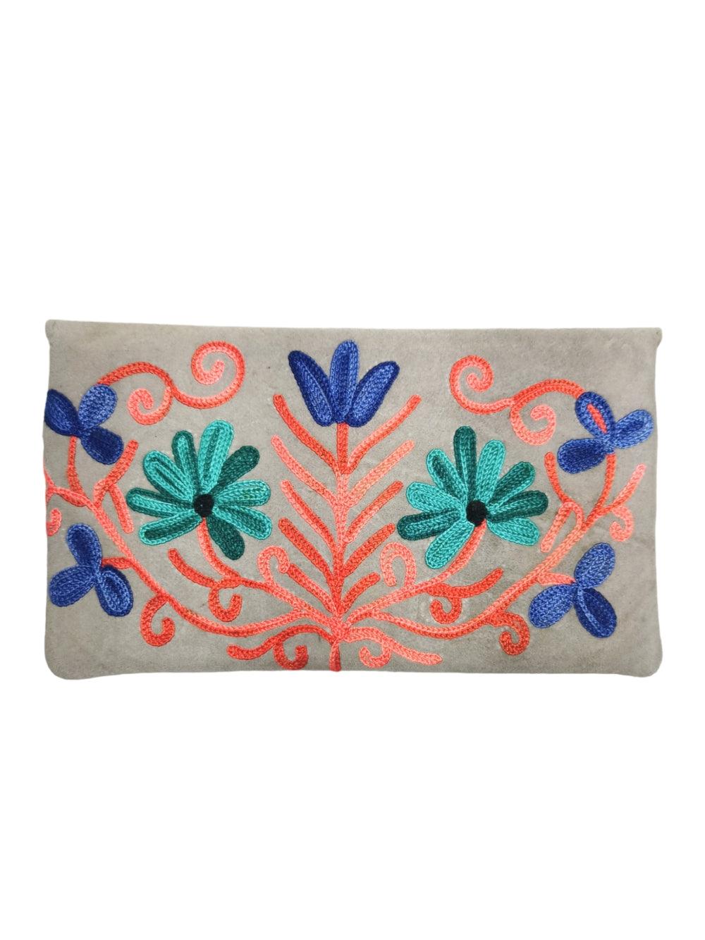 Suede Leather Flap Purse | Kashmiri Flap Purse | 8" Zip Purse