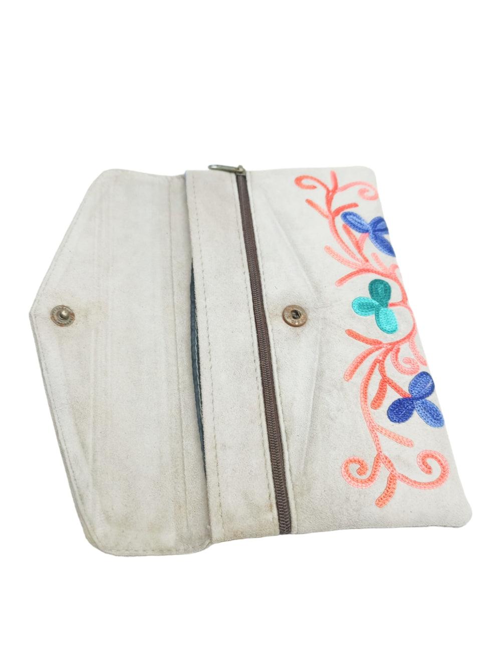 Suede Leather Flap Purse | Kashmiri Flap Purse | 8" Zip Purse