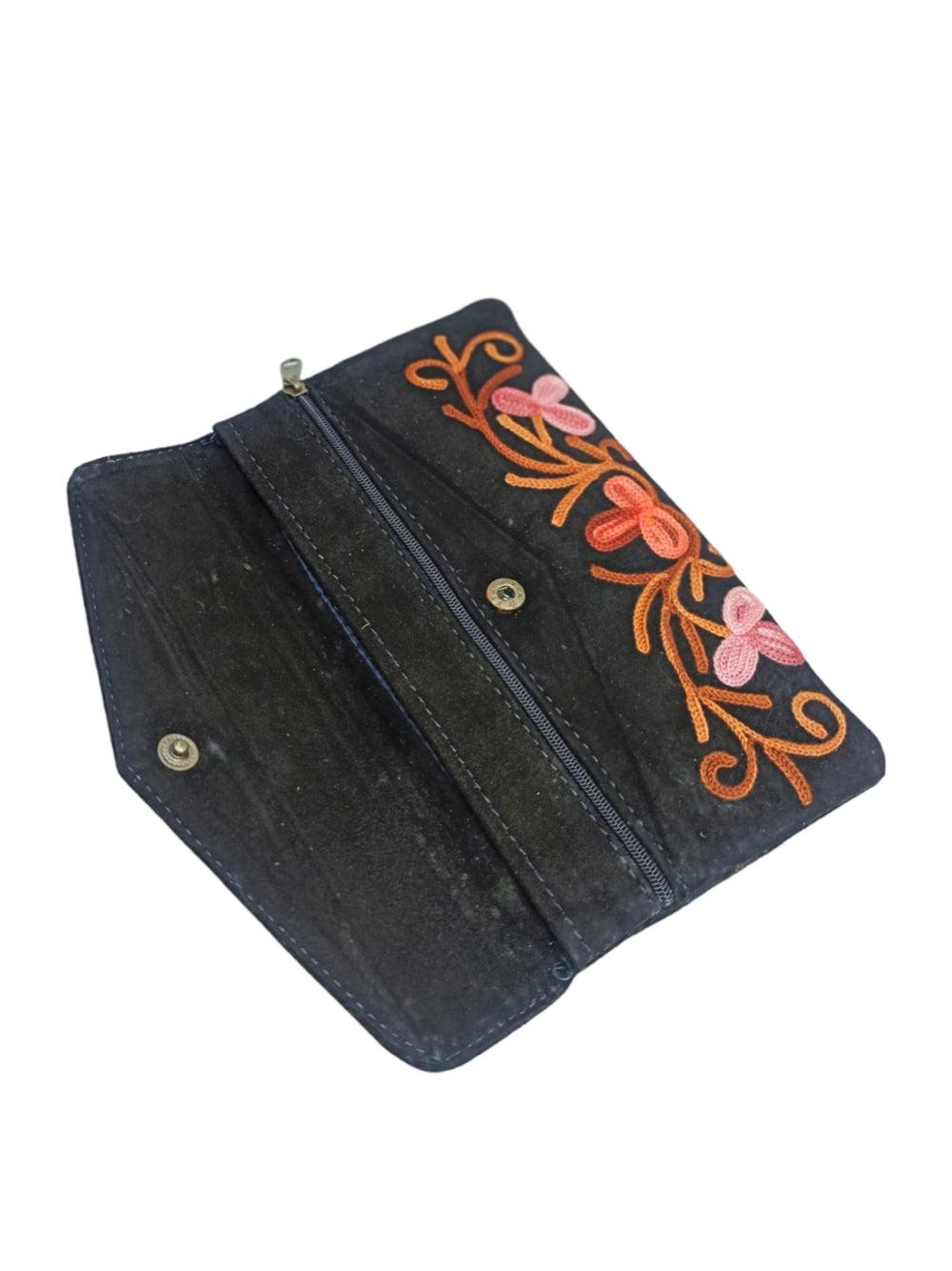 Suede Leather Flap Purse | Kashmiri Flap Purse | 8" Zip Purse