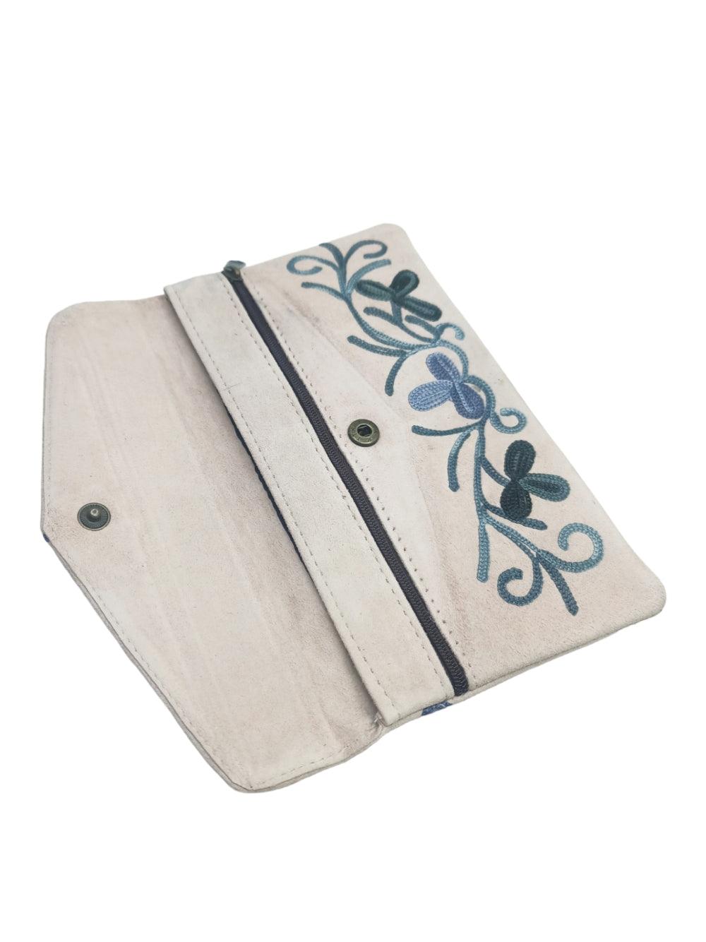 Suede Leather Flap Purse | Kashmiri Flap Purse | 8" Zip Purse